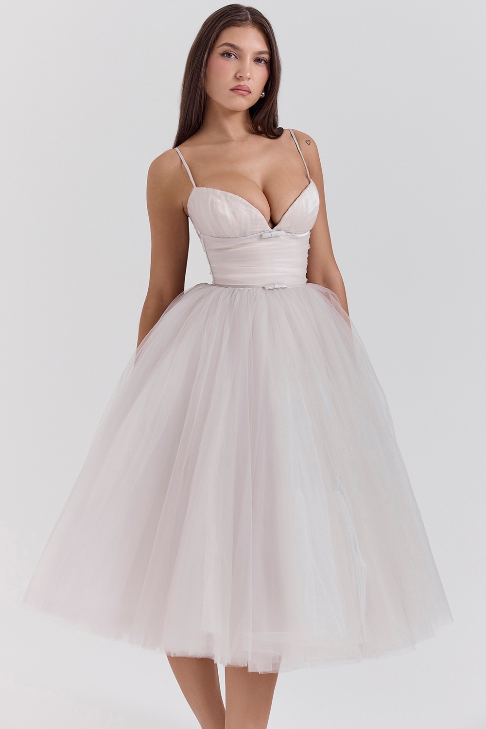 French Dove Tulle Midi Dress