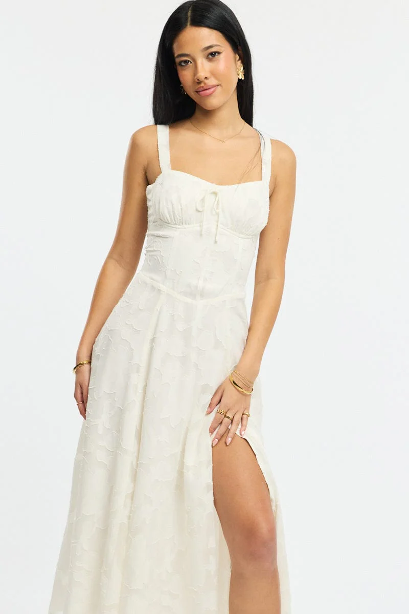 White Midi Dress Burn Out