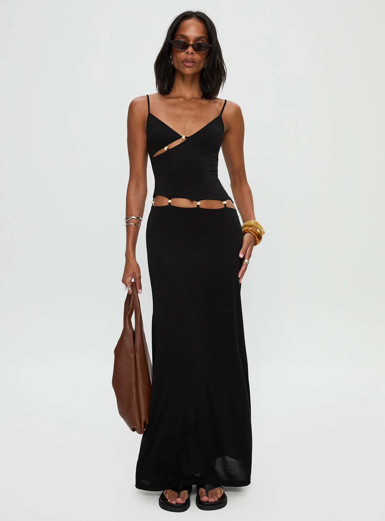 Allspice Beaded Maxi Dress Black