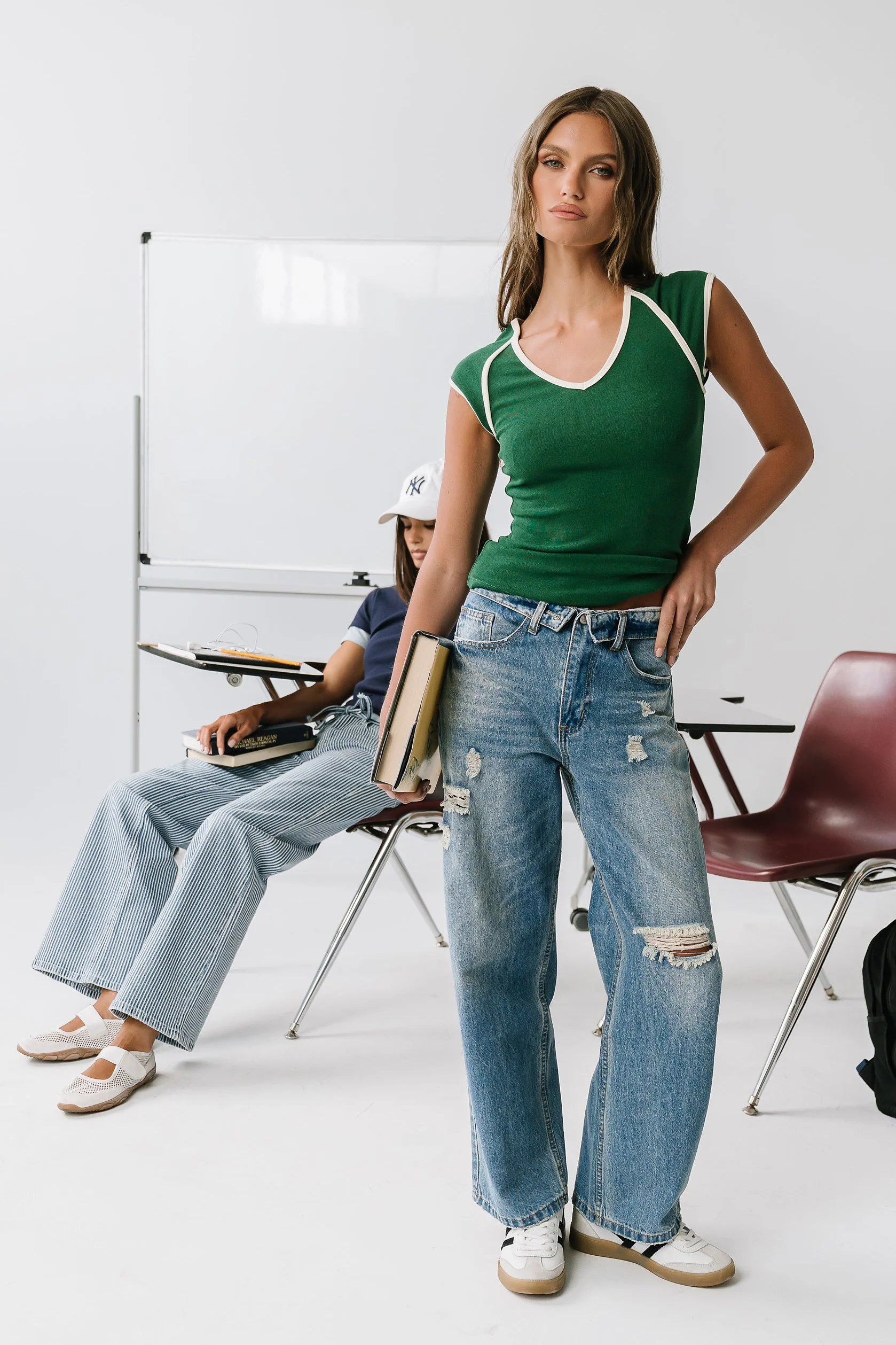Jessi Contrast Top in Green