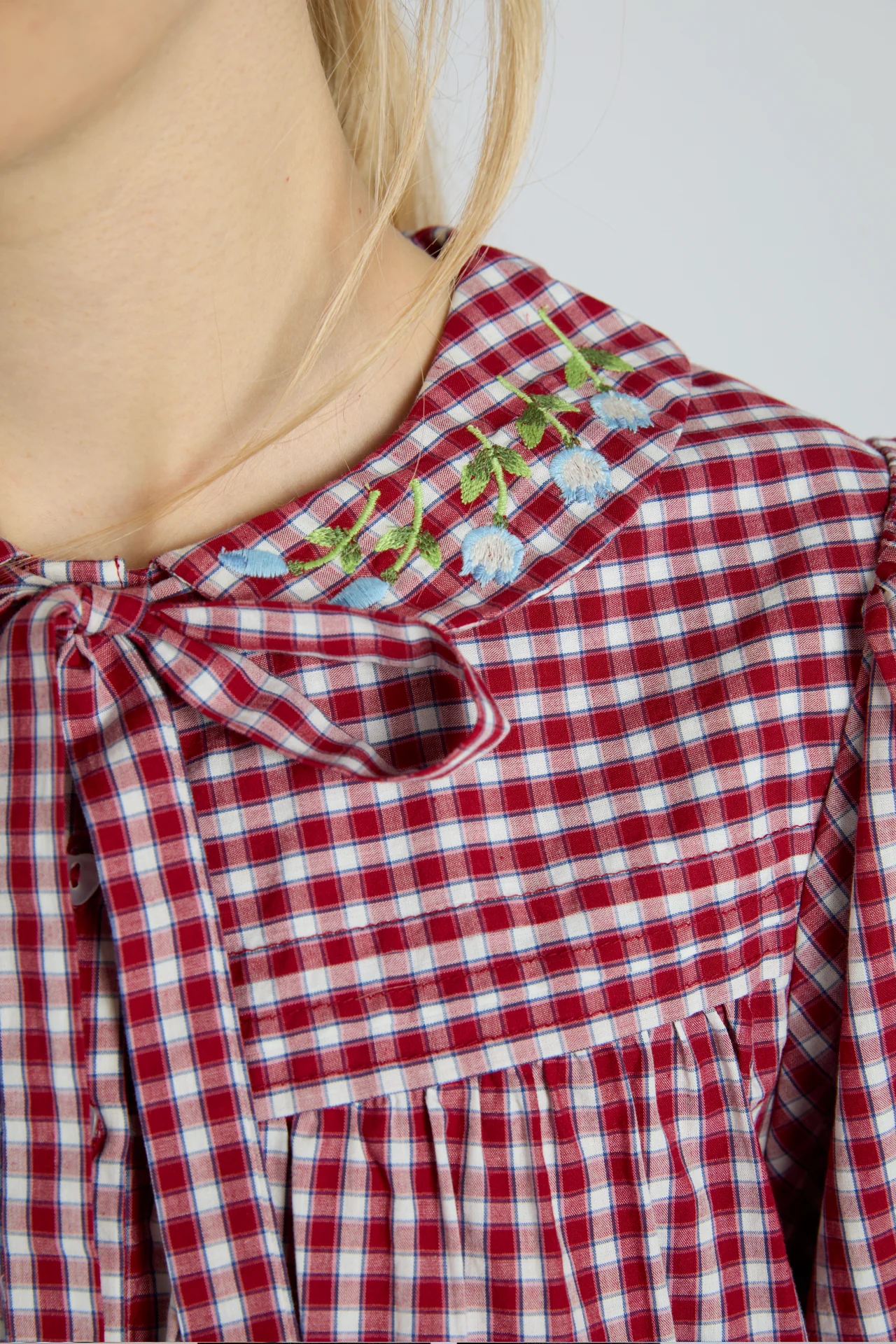 mila blouse - cherry gingham - luluinthesky