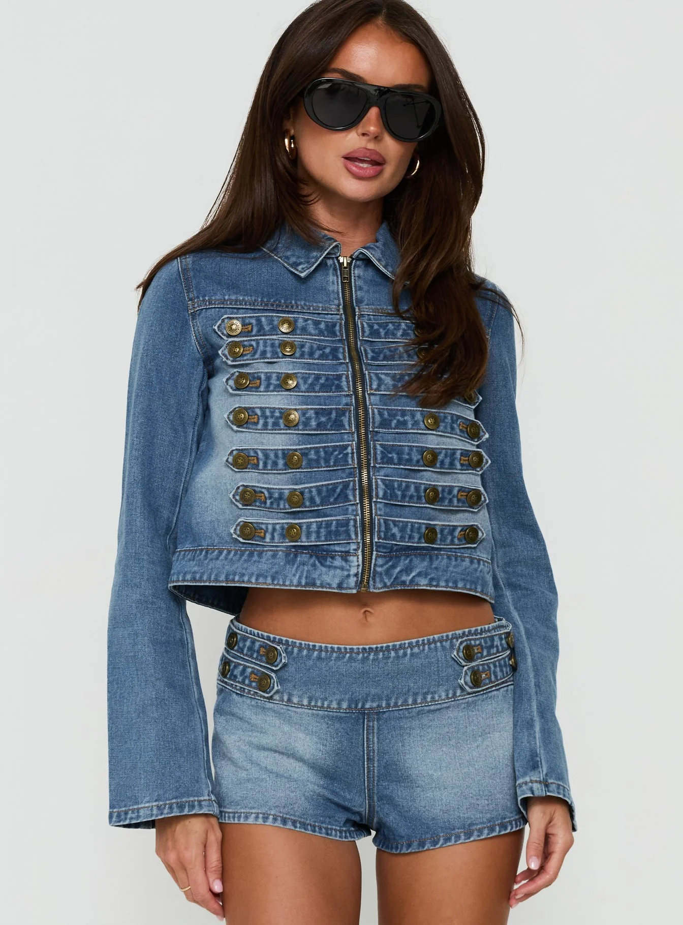 Kingstonn Military Denim Jacket Washed Blue