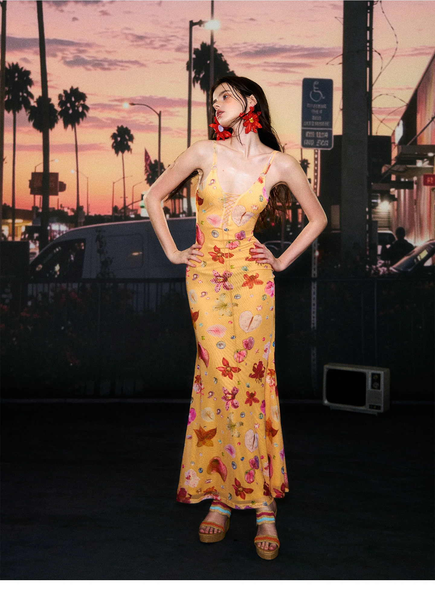 Lace-Up Mesh Mermaid Dress