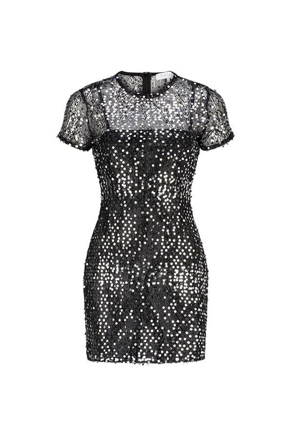 CURAAE Scarlett Sequin Mini Dress in Black