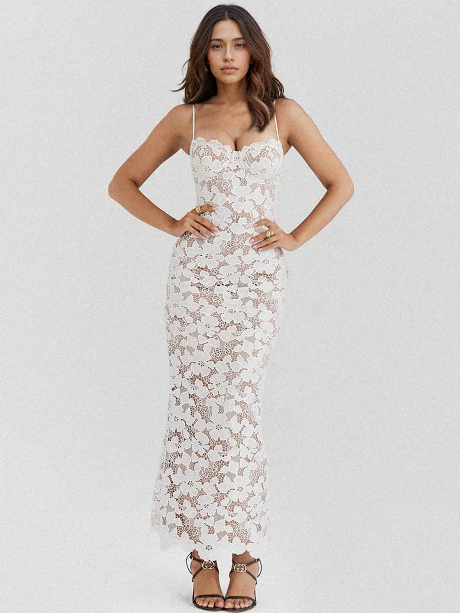 Lace Maxi Dress with Intricate Detailing