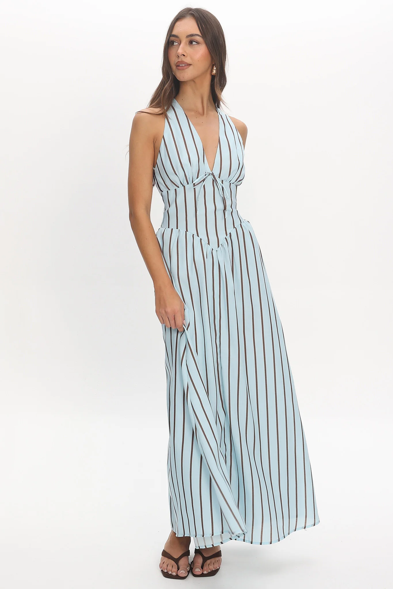 Cabana Stripe Maxi Dress Light Blue - luluinthesky