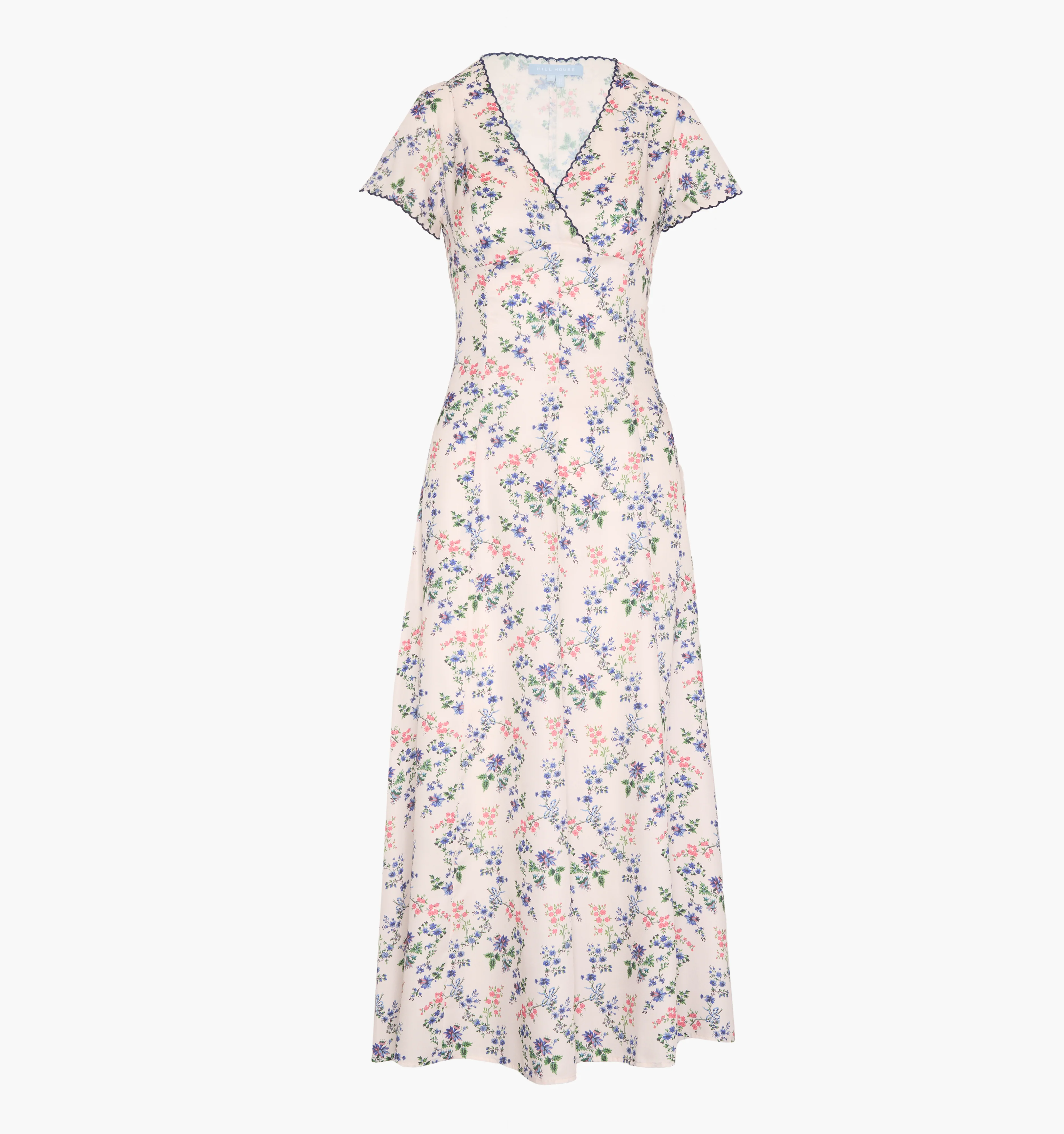 The Brie Dress - Scallop Bow Chintz Pink