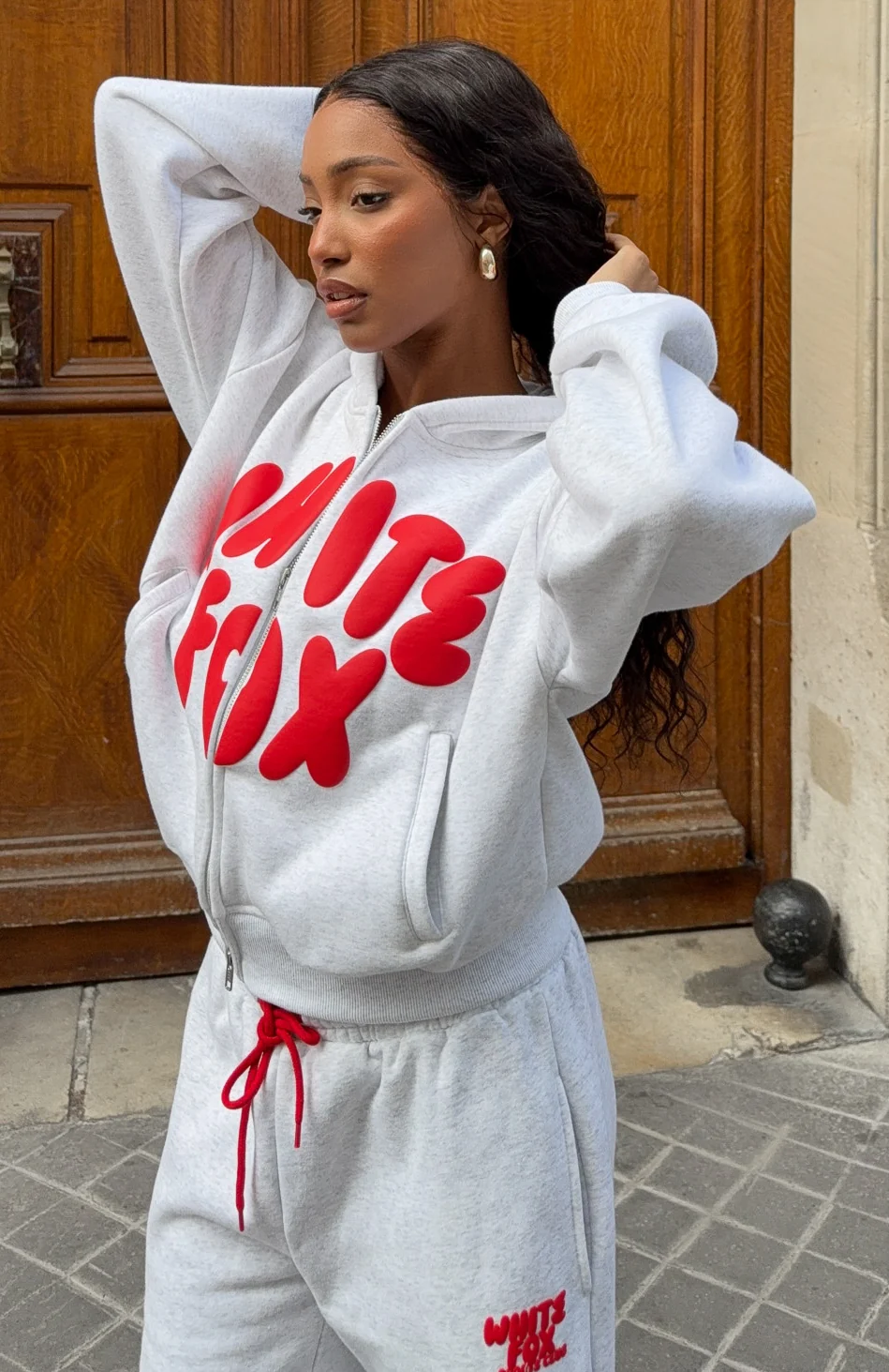 Club 14 Allie Boxy Zip Front Hoodie Grey Marle
