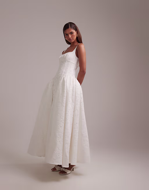 lace prom bridal midi dress in ivory