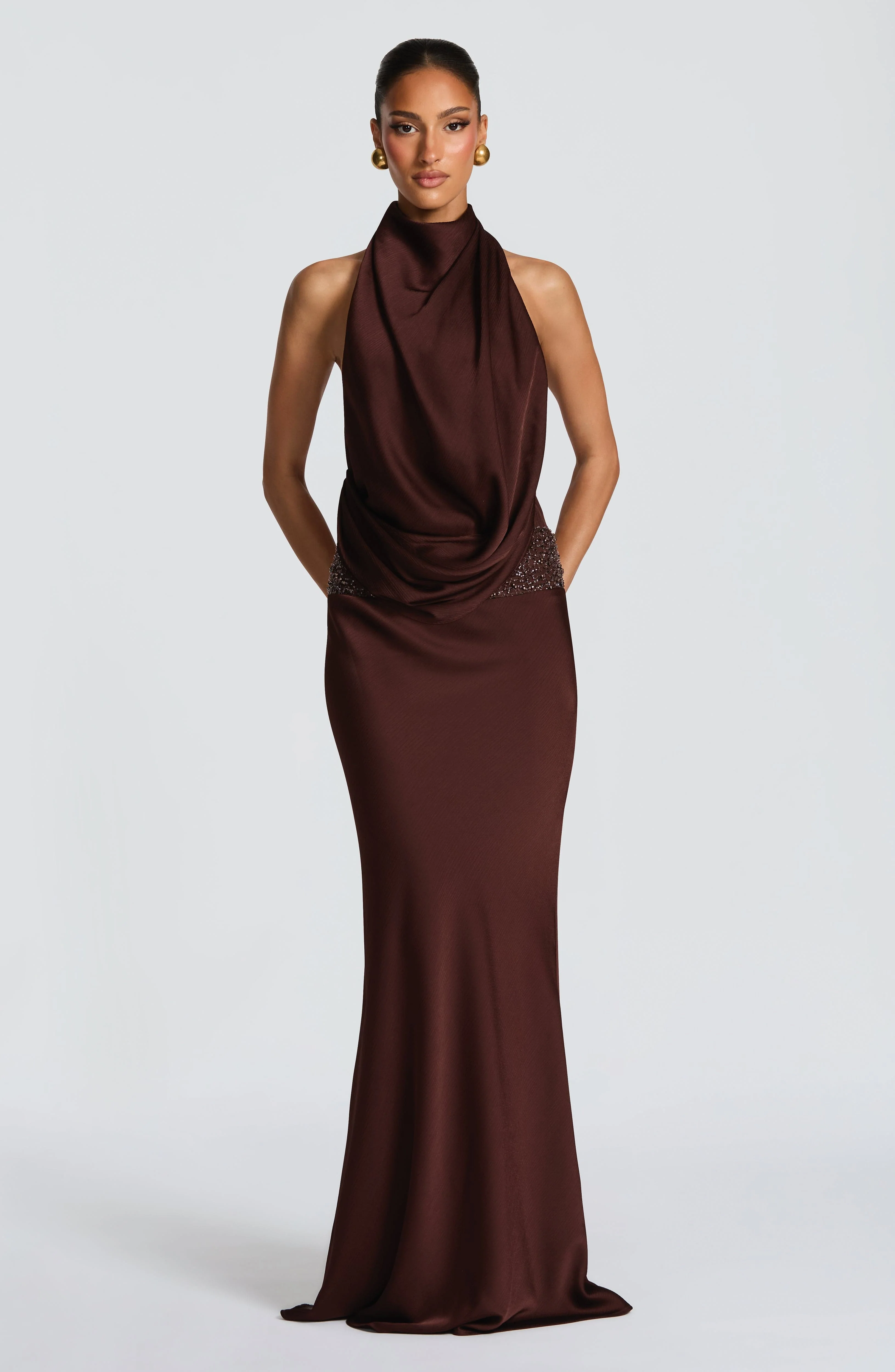 Armelle Maxi Dress - Plum Brown