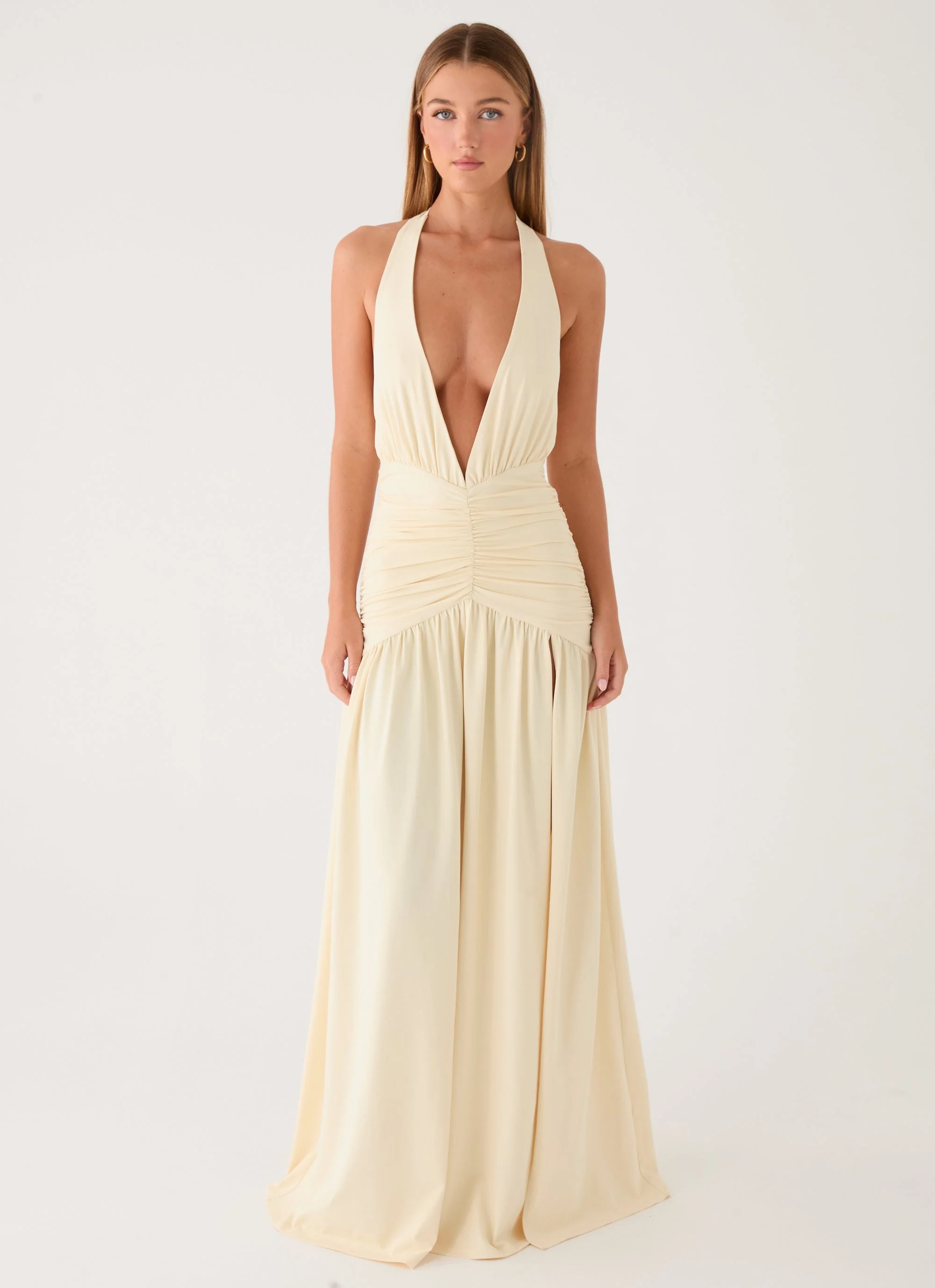 Makena Halter Maxi Dress - Yellow - luluinthesky