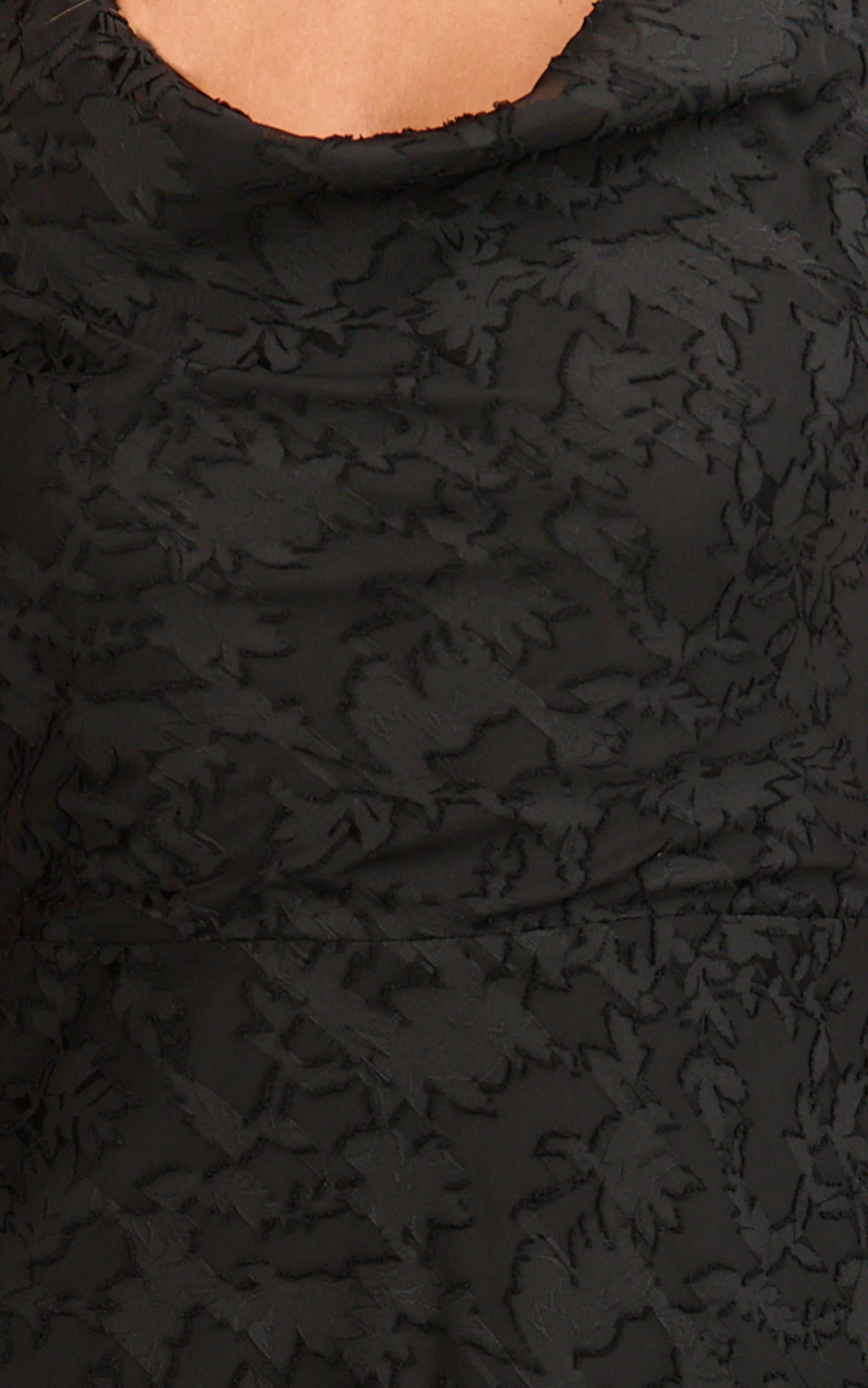 Rachel Maxi Dress - Cowl Neck Jacquard Front Split Dress in Black