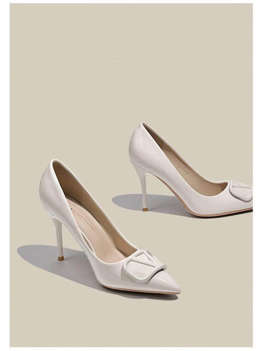 Faux Leather Pointy Stiletto Heels 726578630201