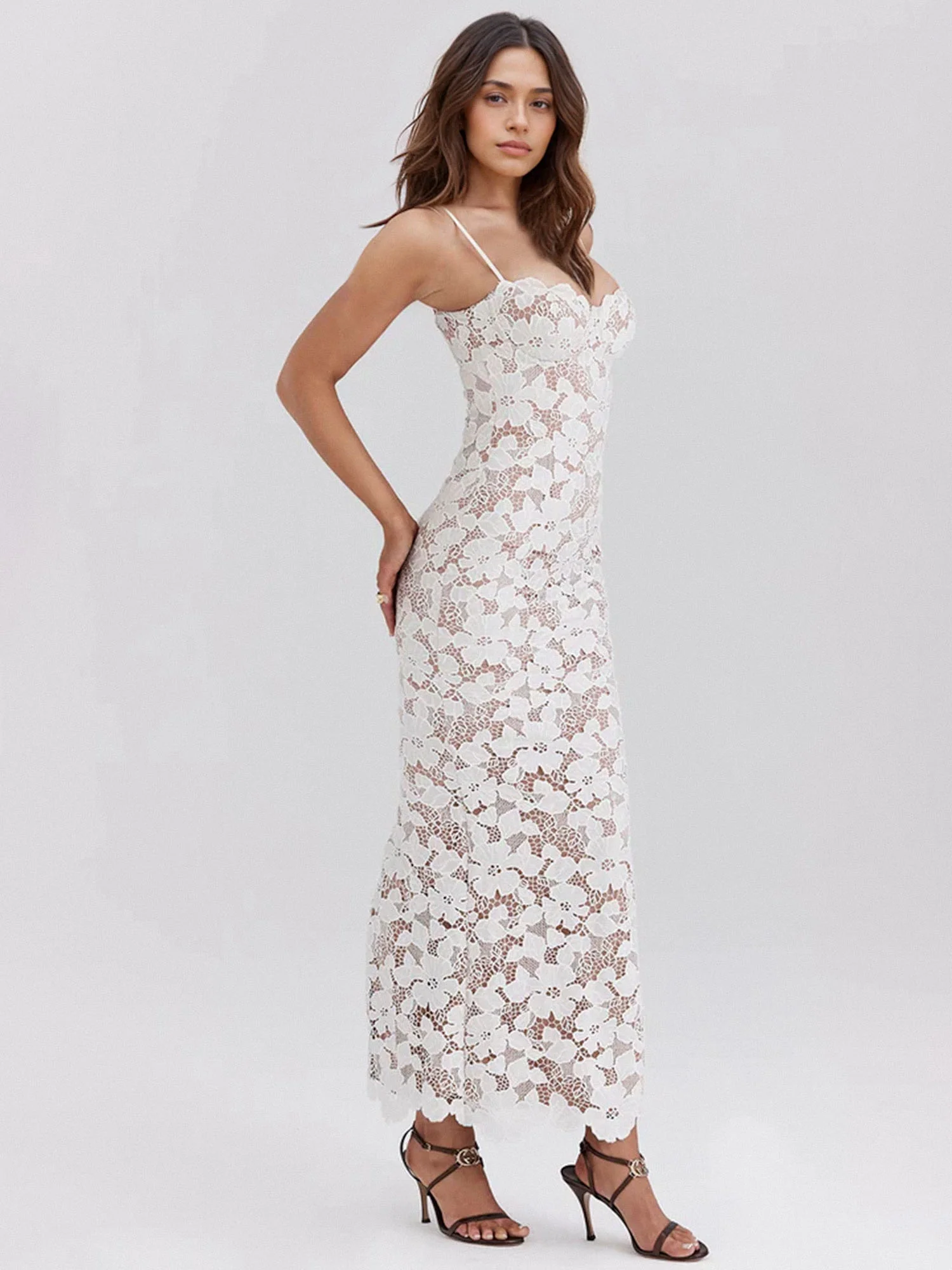 Lace Maxi Dress with Intricate Detailing