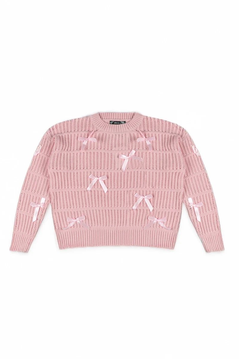 Ribbon Bow Cropped Sweater