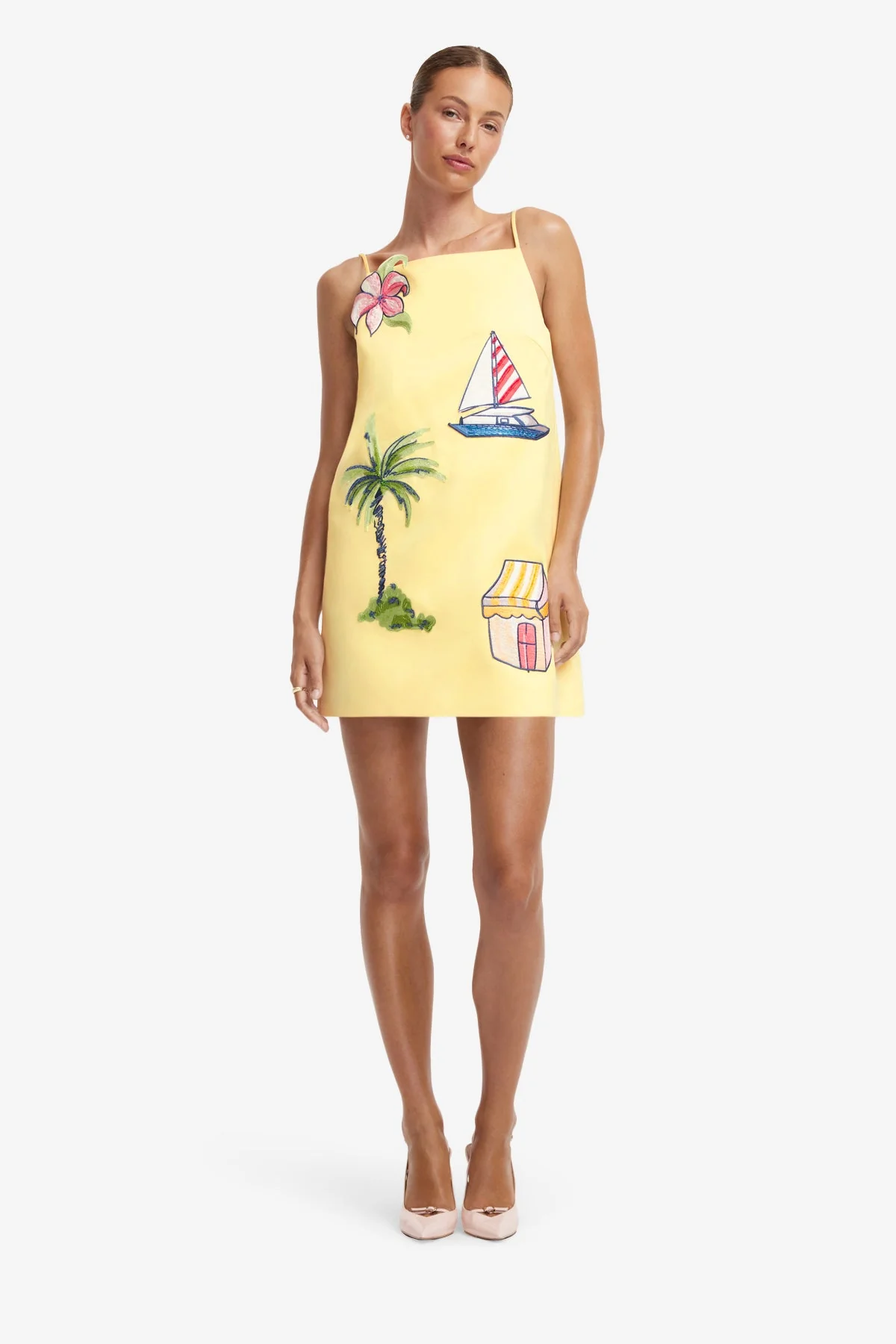 Leia Embroidered Mini Dress - Havana Print - luluinthesky