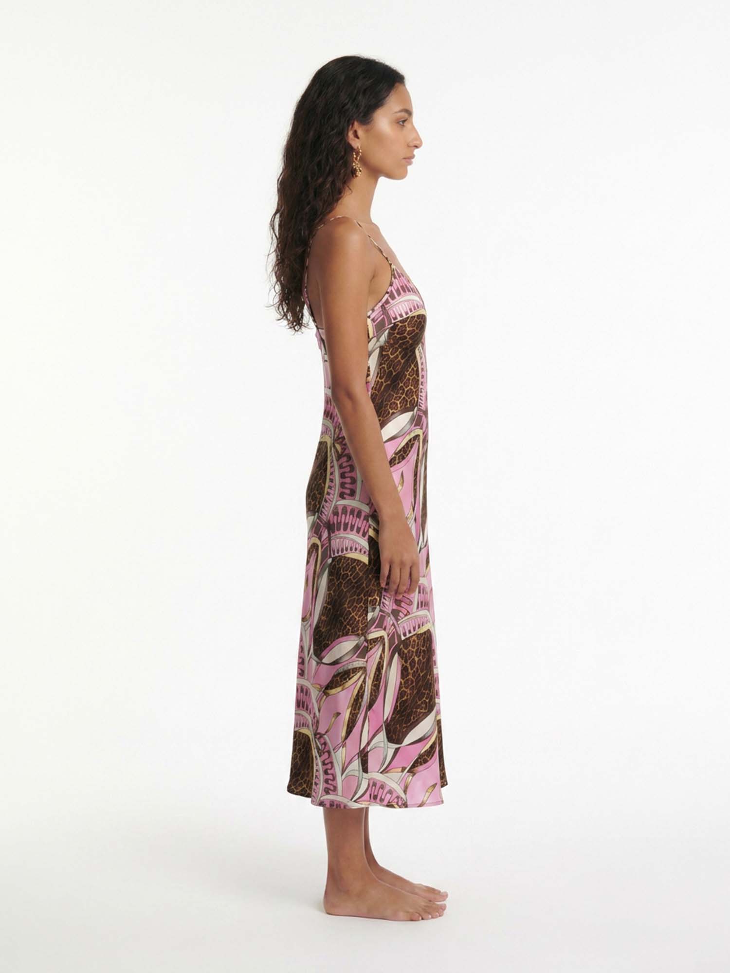 Soft Pattern Slip Midi Dress