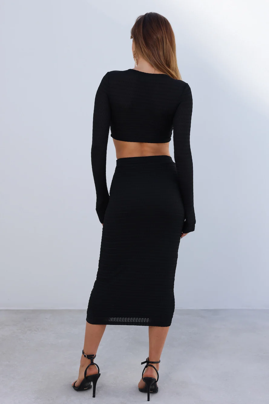 Island At Dusk Midi Skirt Black