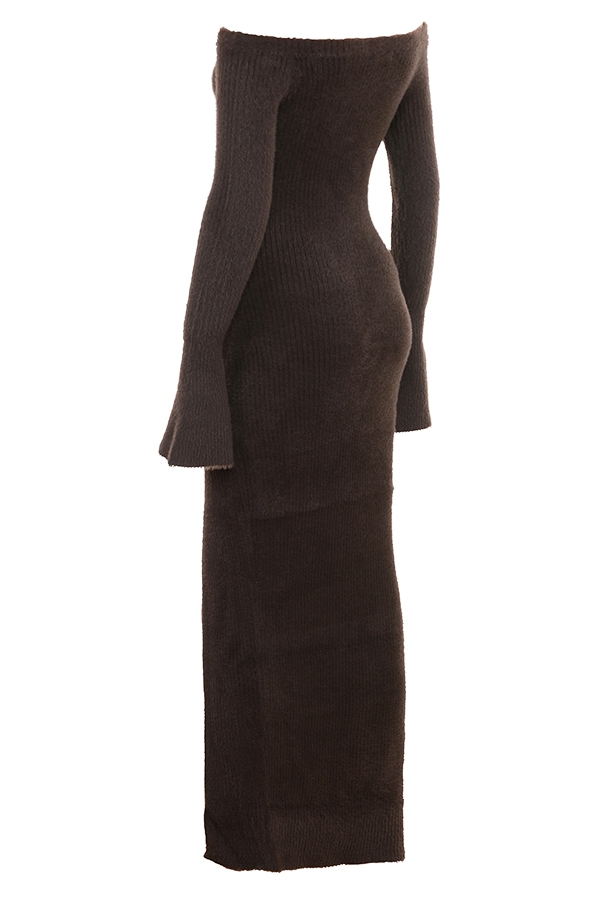 Espresso Knit Off Shoulder Dress