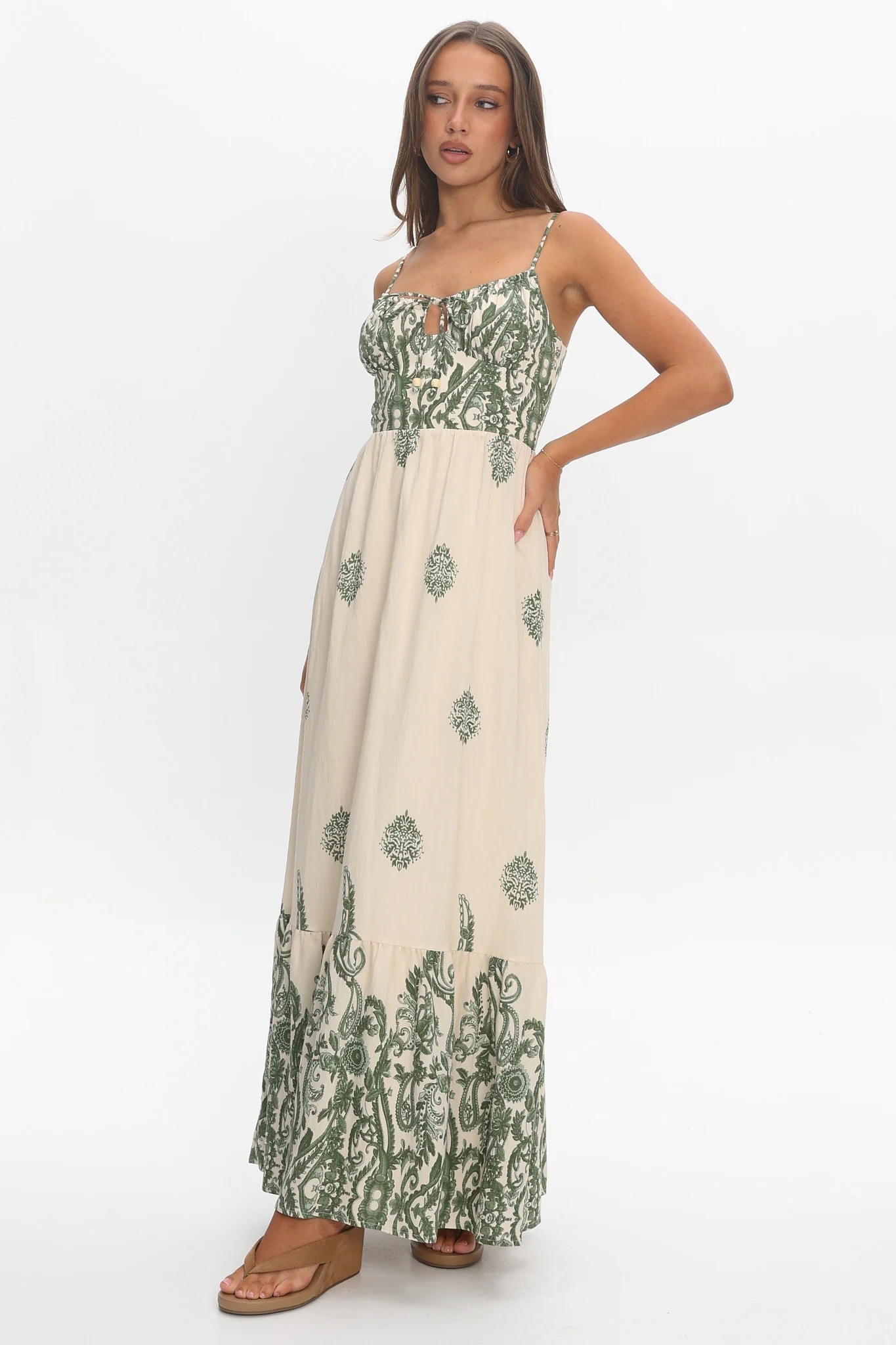 Marrakech Nights Paisley Maxi Dress Cream - luluinthesky