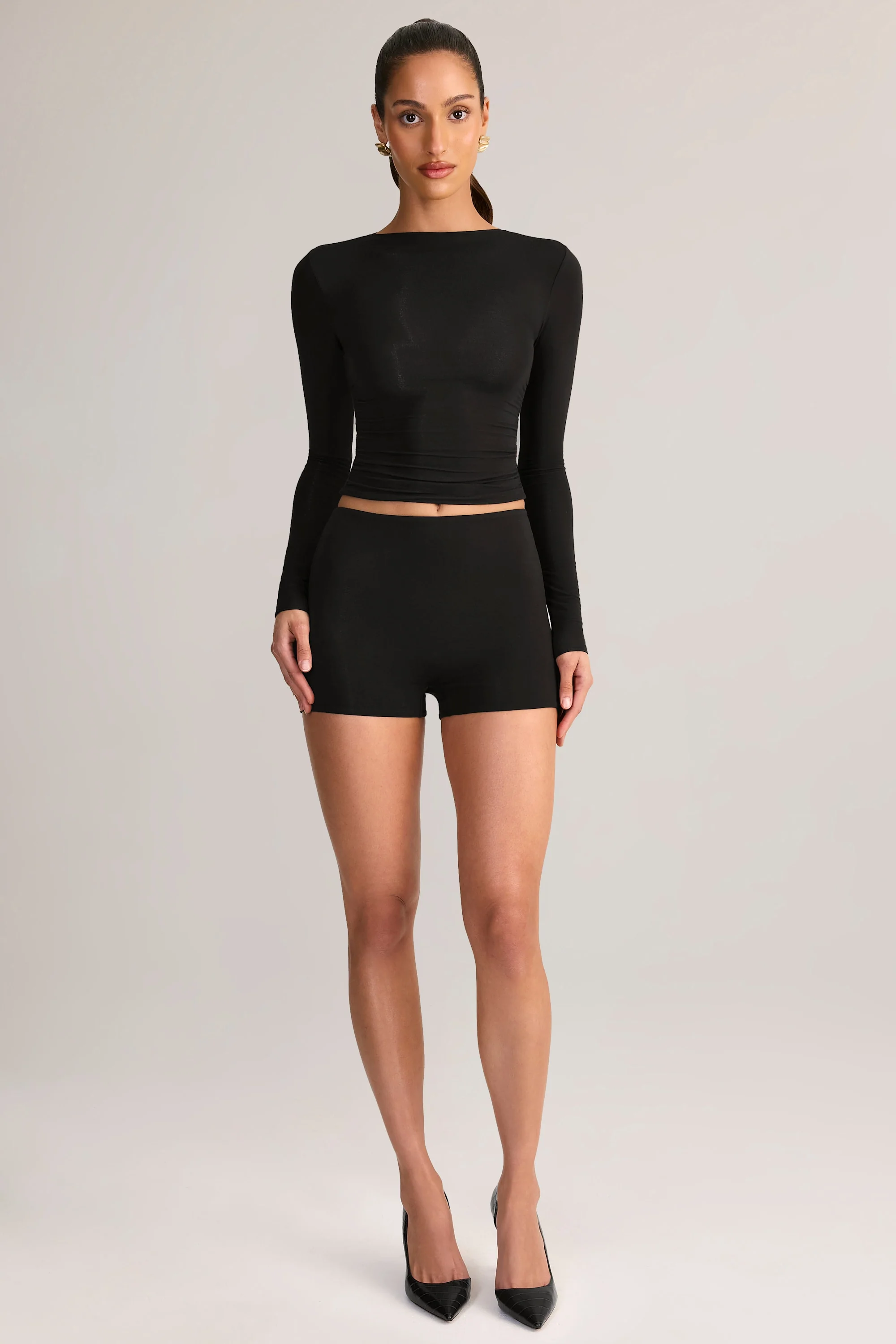 Modal High-Rise Mini Shorts in Black