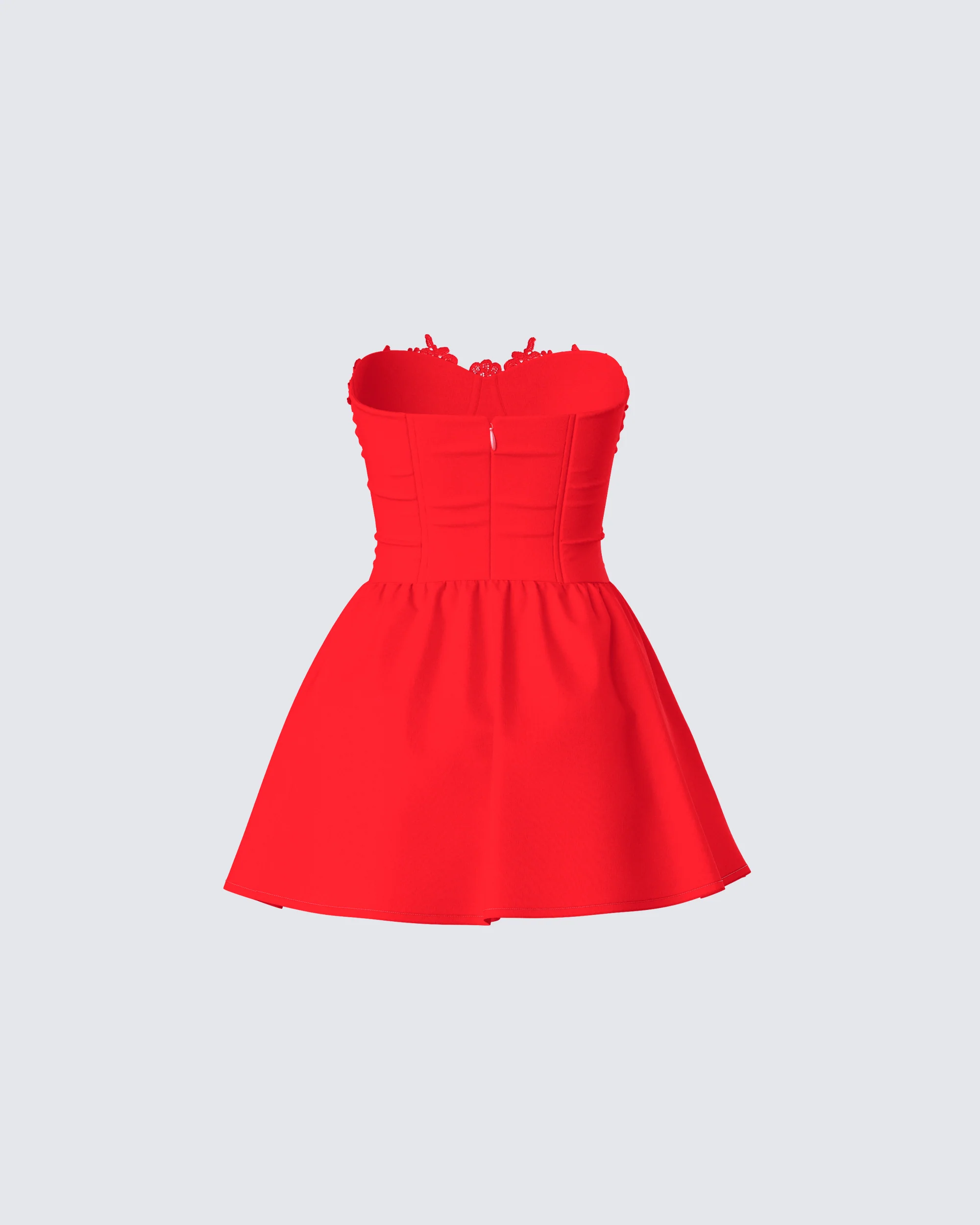 Sarai Red Lace Applique Mini Dress