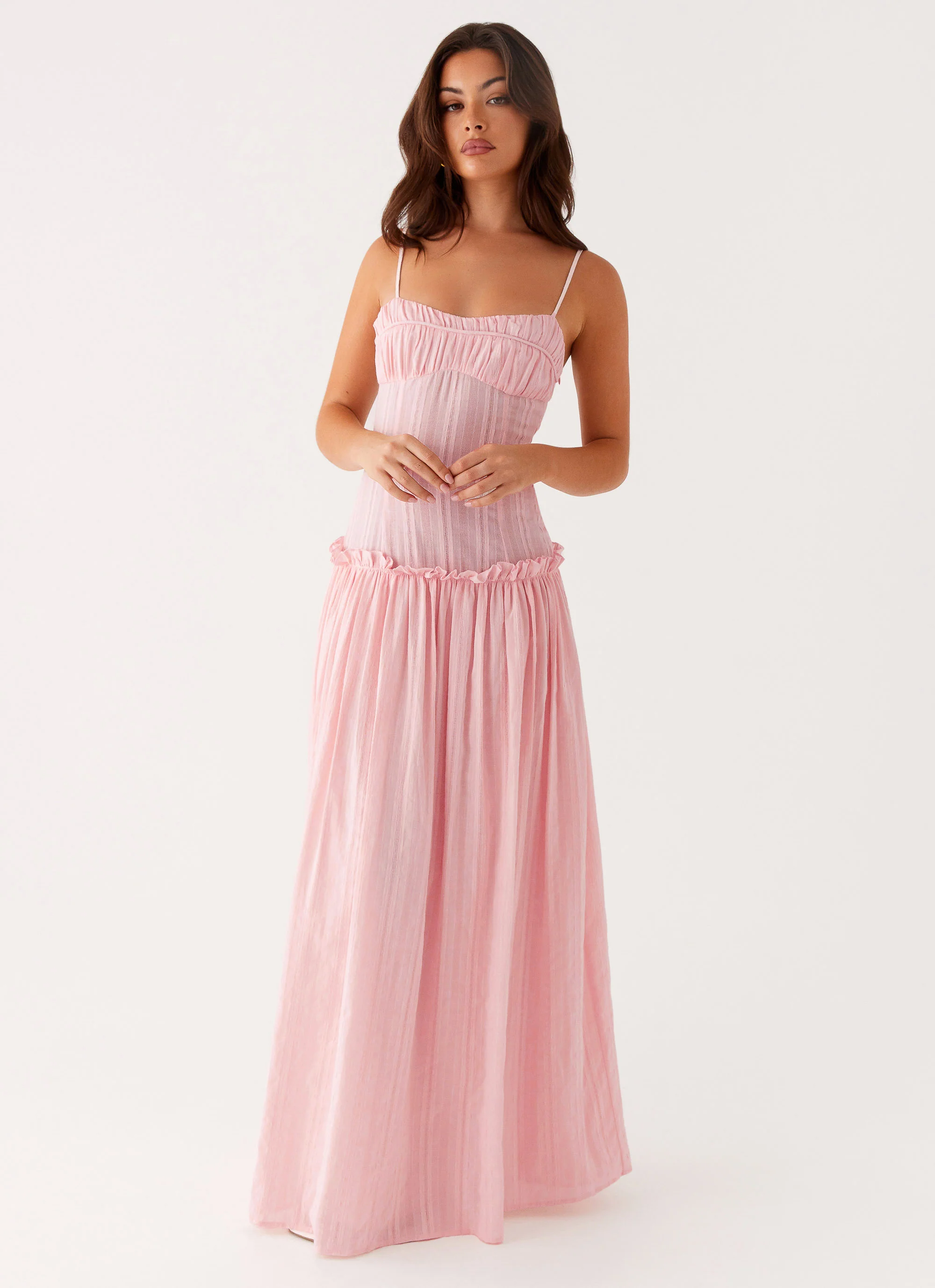 Jacinda Drop Waist Maxi Dress - Pink - luluinthesky
