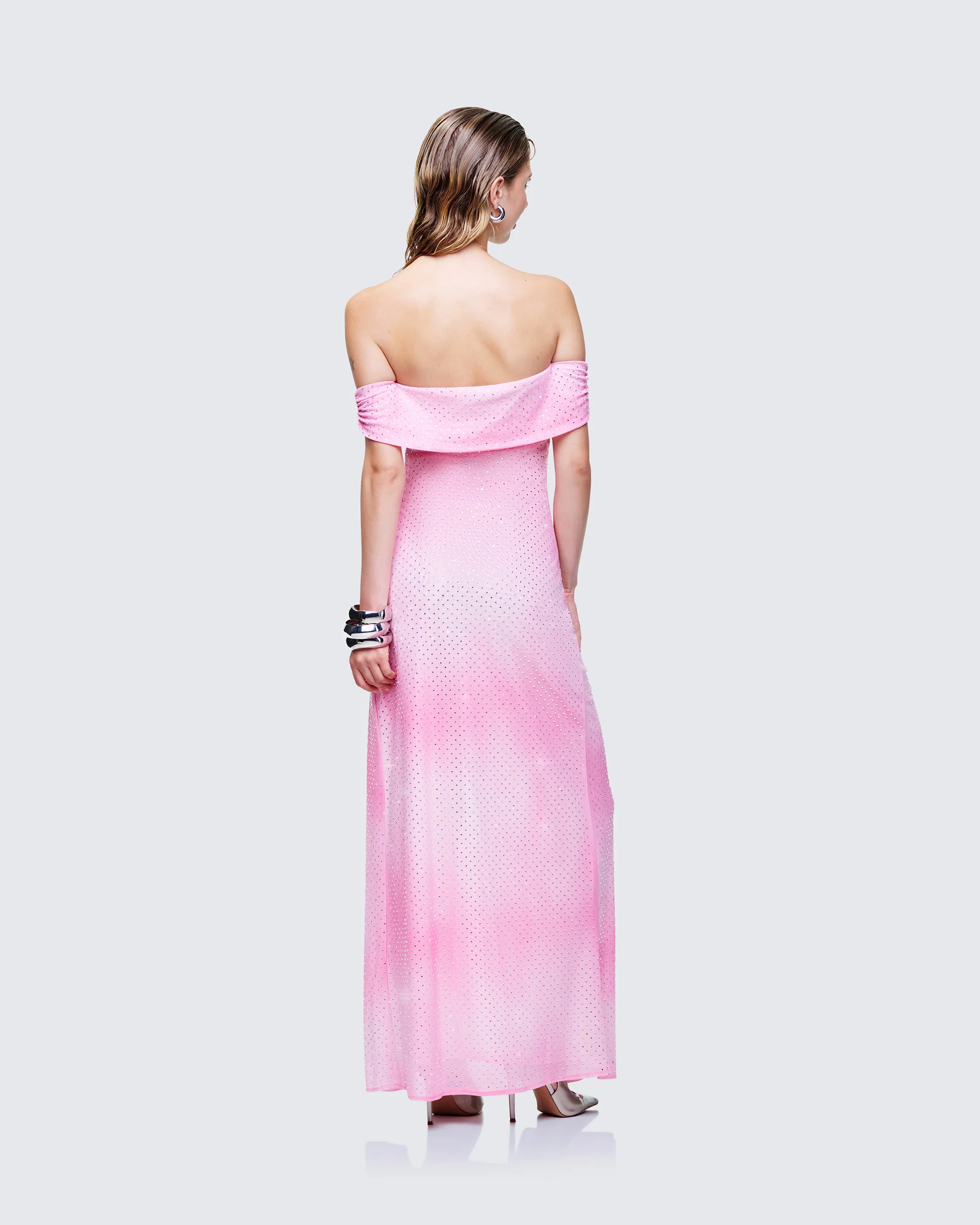 Maela Pink Diamanté Maxi Dress