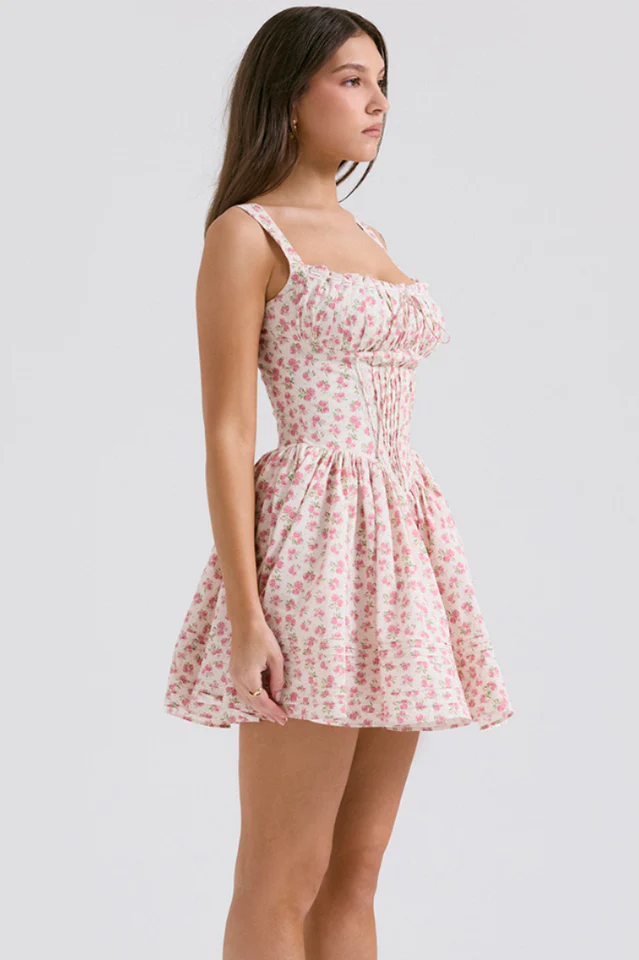Natassia White Cotton Mini Dress