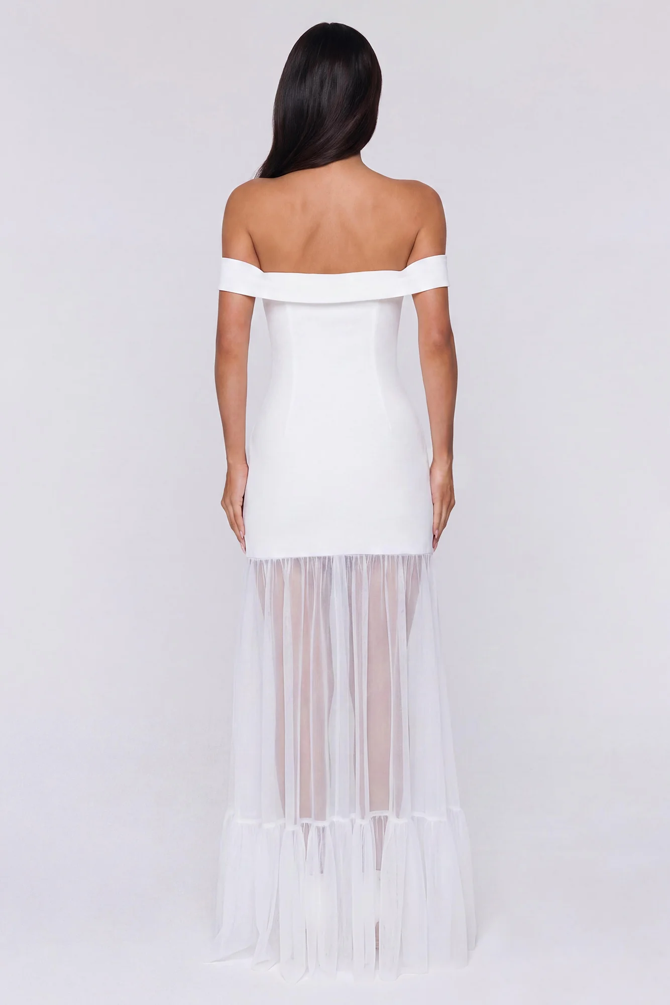 Pretty Lullaby Off Shoulder Maxi Dress White