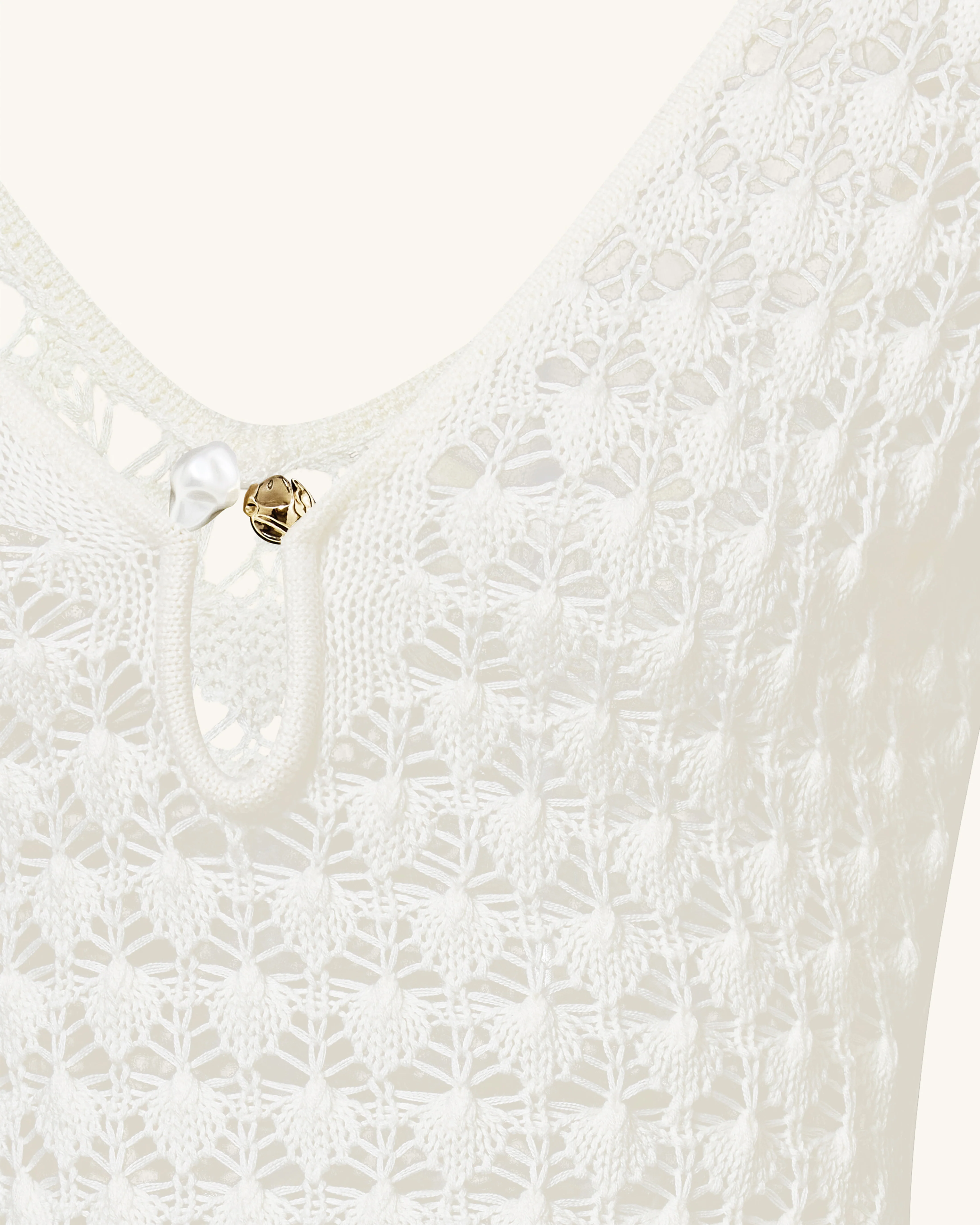 Pointelle Knit Keyhole Mini Dress - White - FASHION NOB
