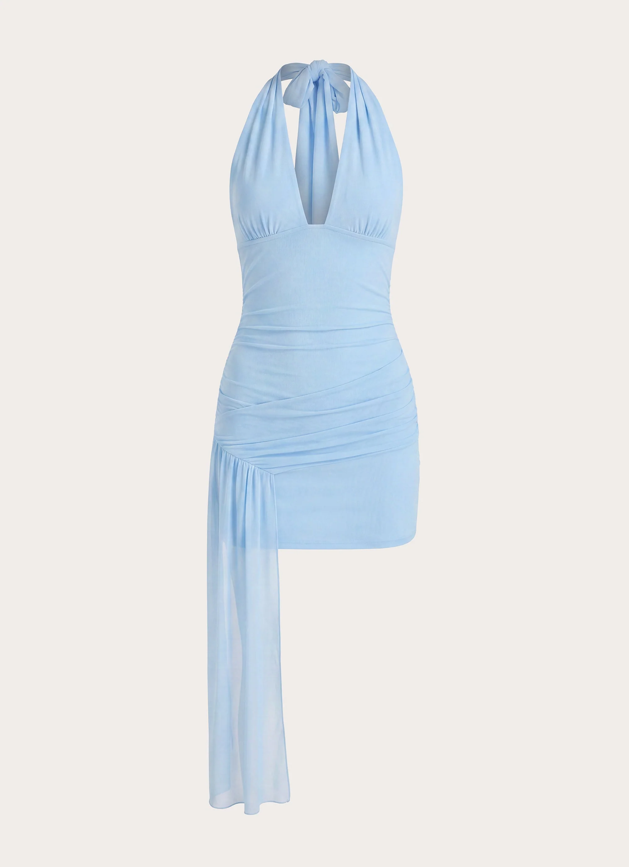 Dinah Halter Mini Dress - Blue - luluinthesky