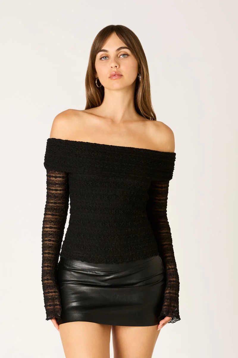 Stretch Lace Off-Shoulder Top