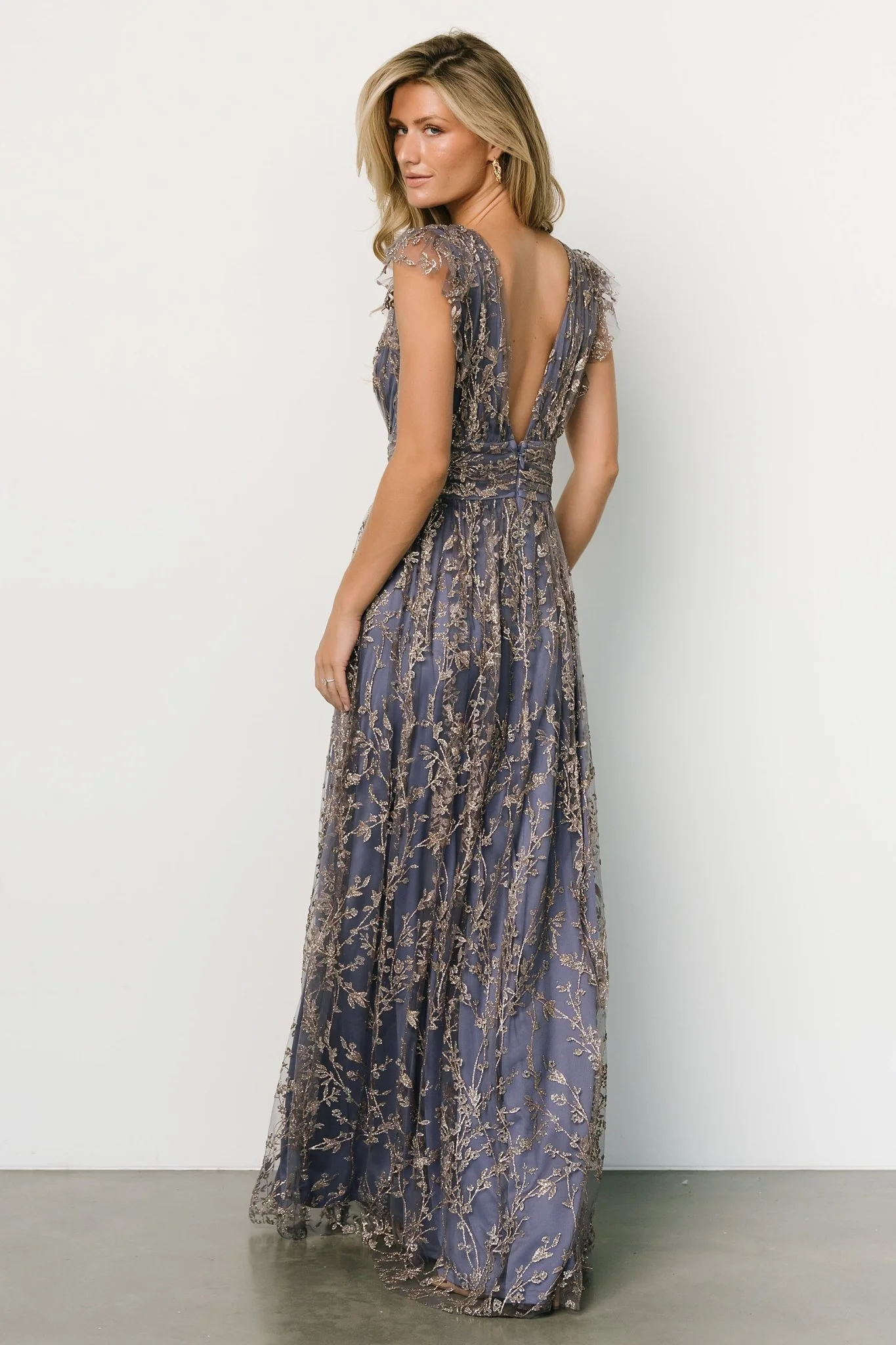 Arlene Shimmer Gown | Blue + Gold - luluinthesky