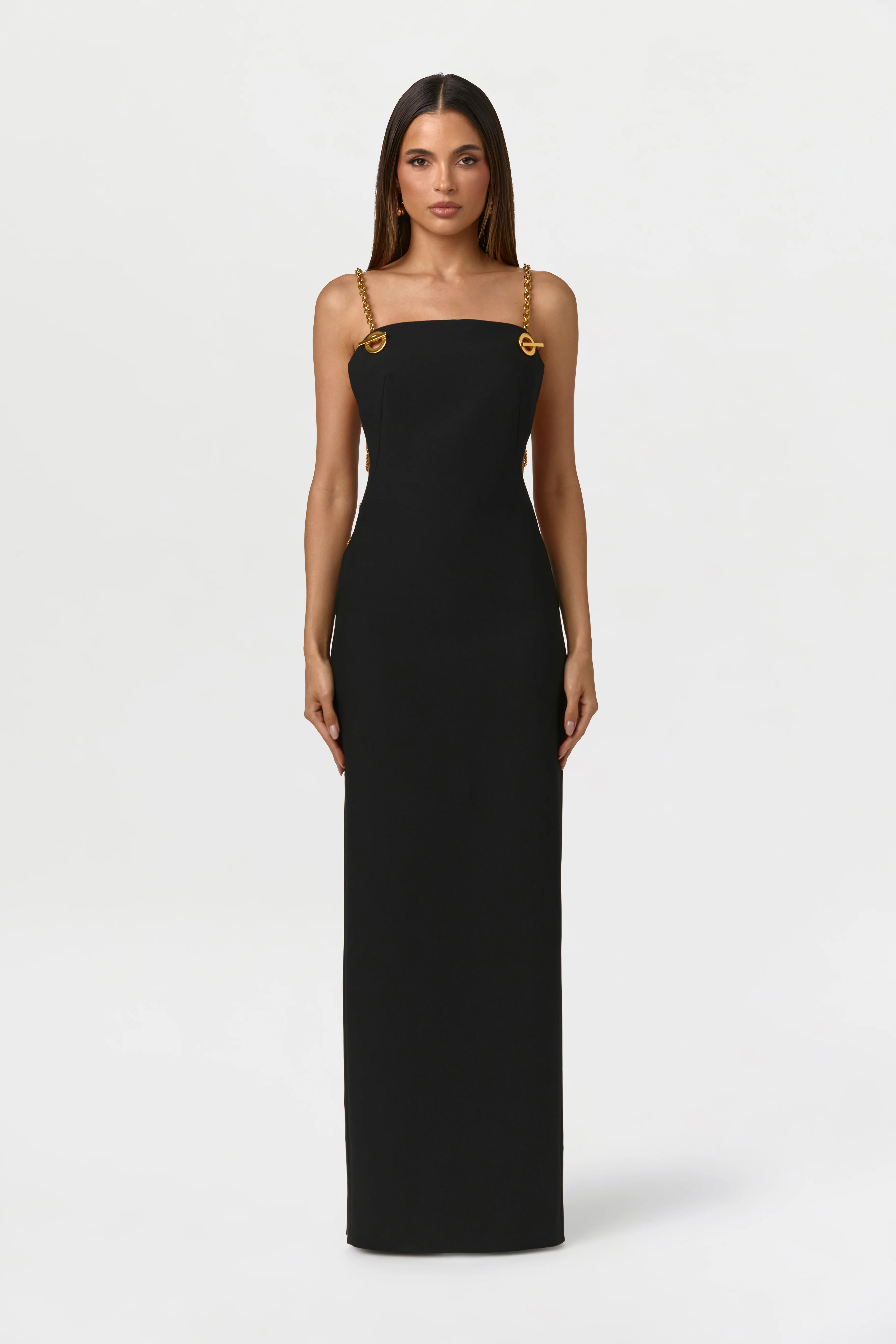 Suiting Chain Cutout Maxi Dress