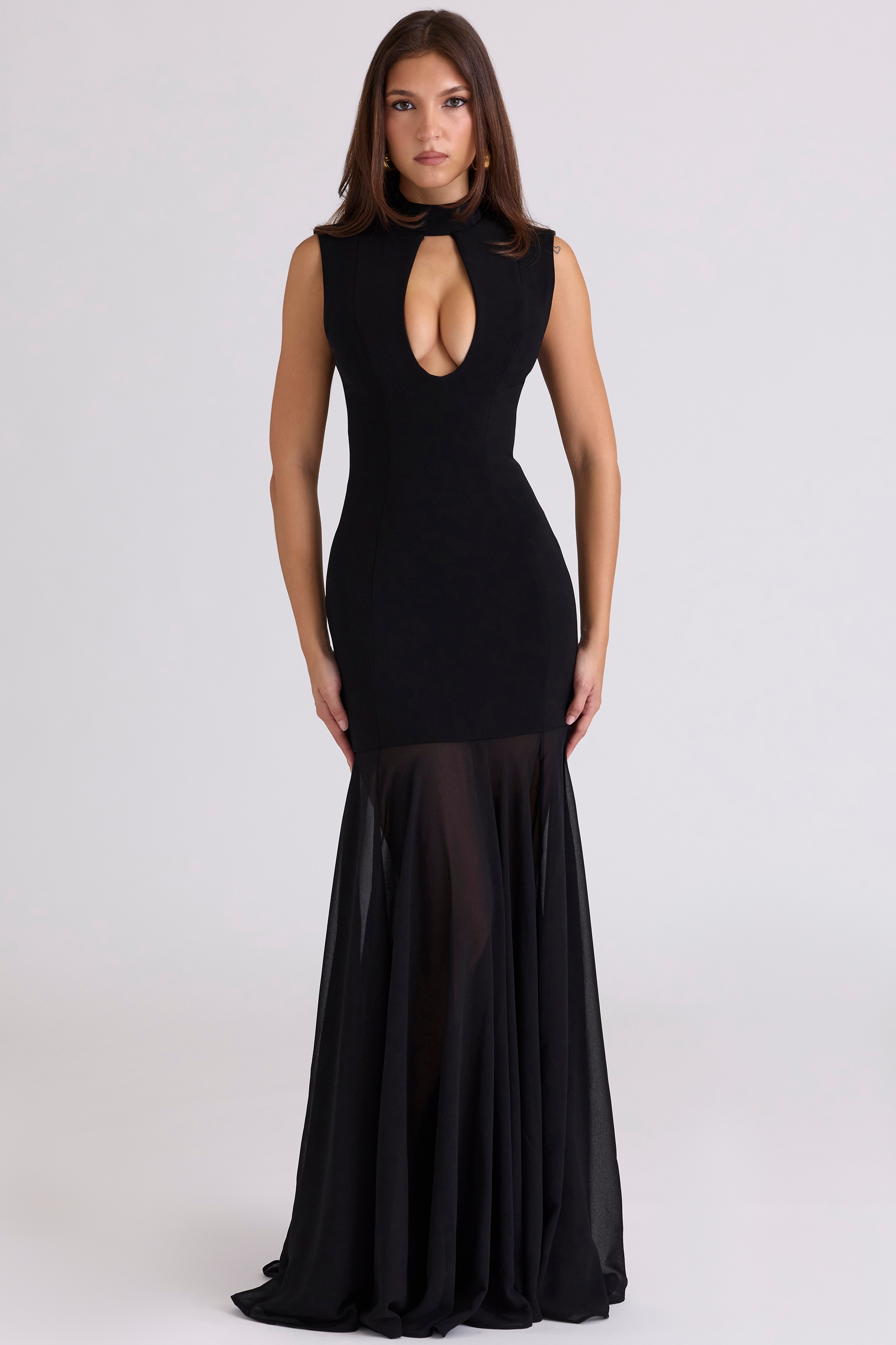 black keyhole maxi dress