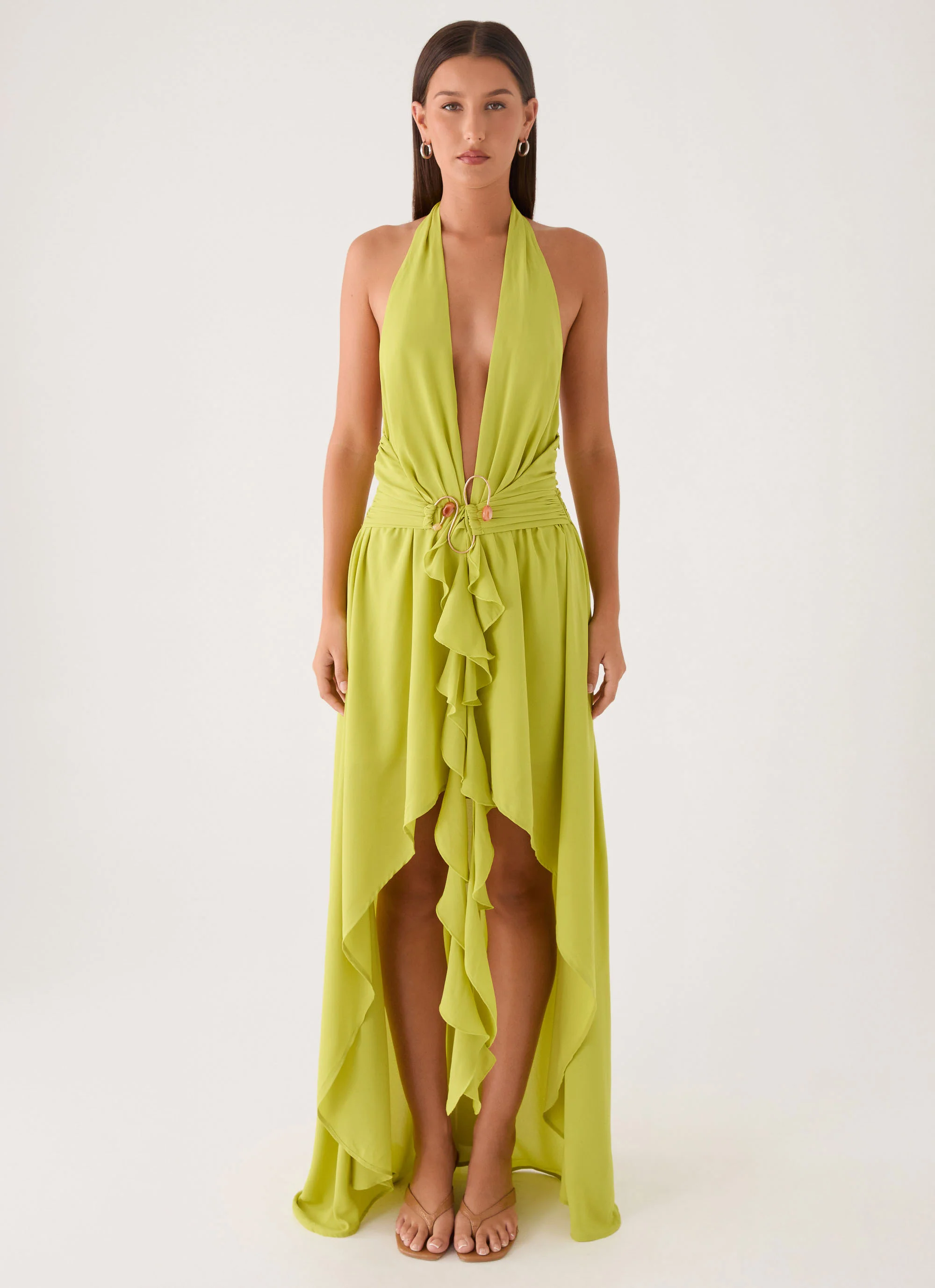 Sinead Halter Maxi Dress - Lime