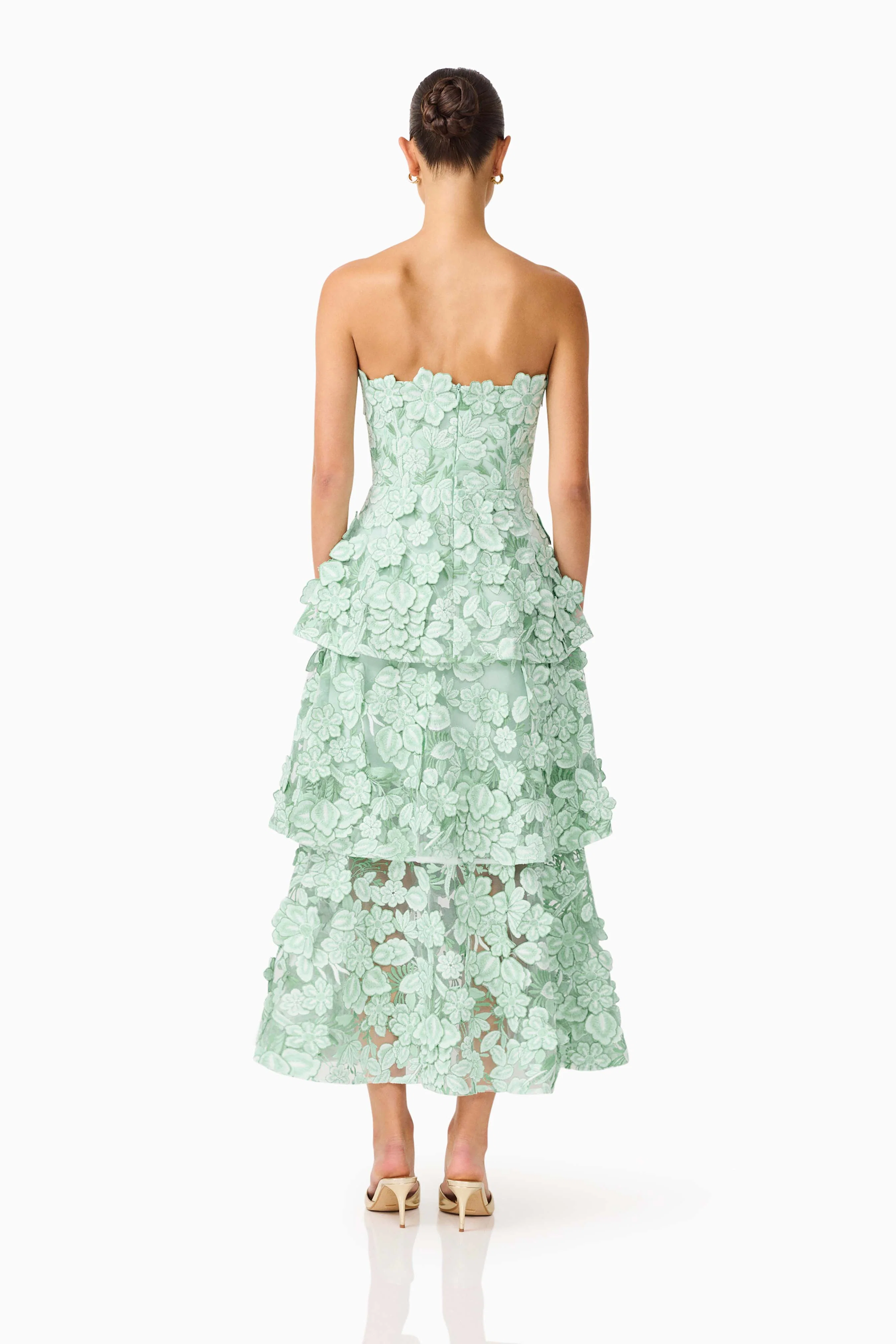 Roseate Tiered Maxi Dress in Mint Green