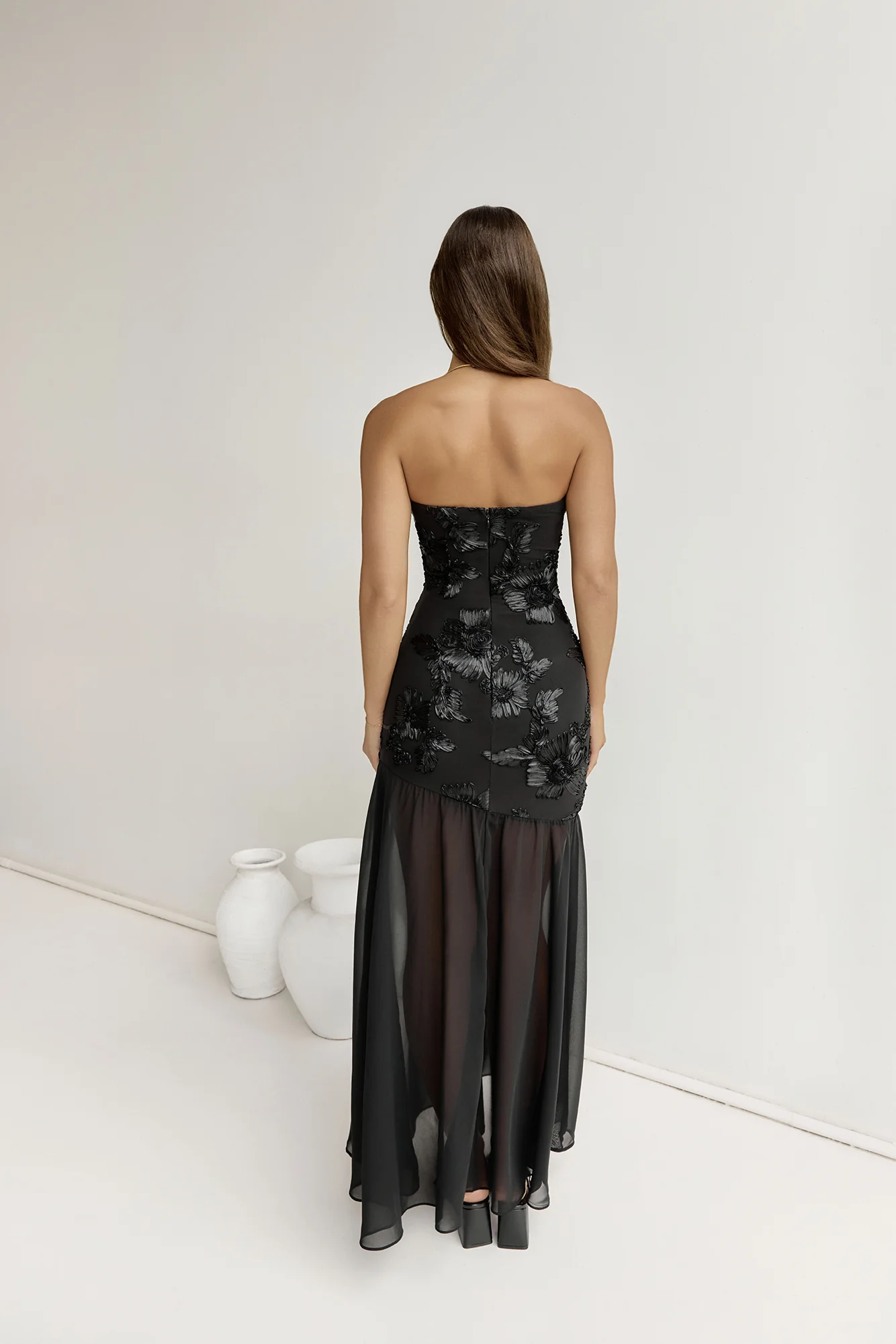 First Class Feelings Strapless Maxi Dress Black