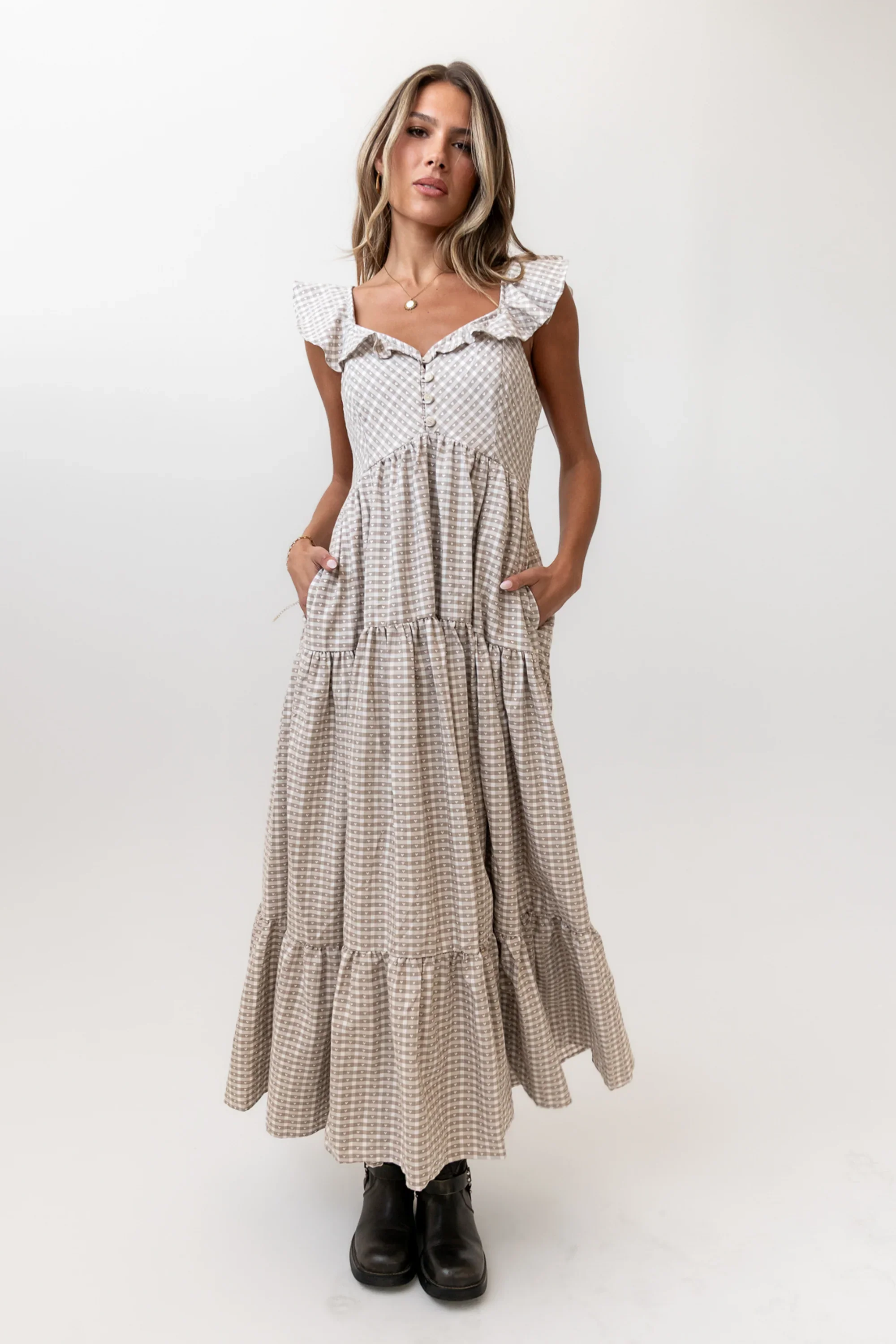 Salome Gingham Maxi Dress