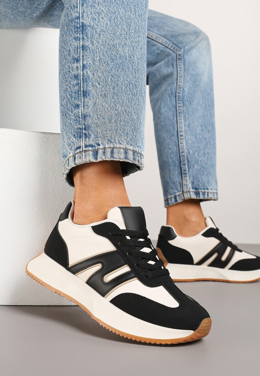 Biało-Czarne Sneakersy Ozdobione Geometrycznym Motywem Dalvisa