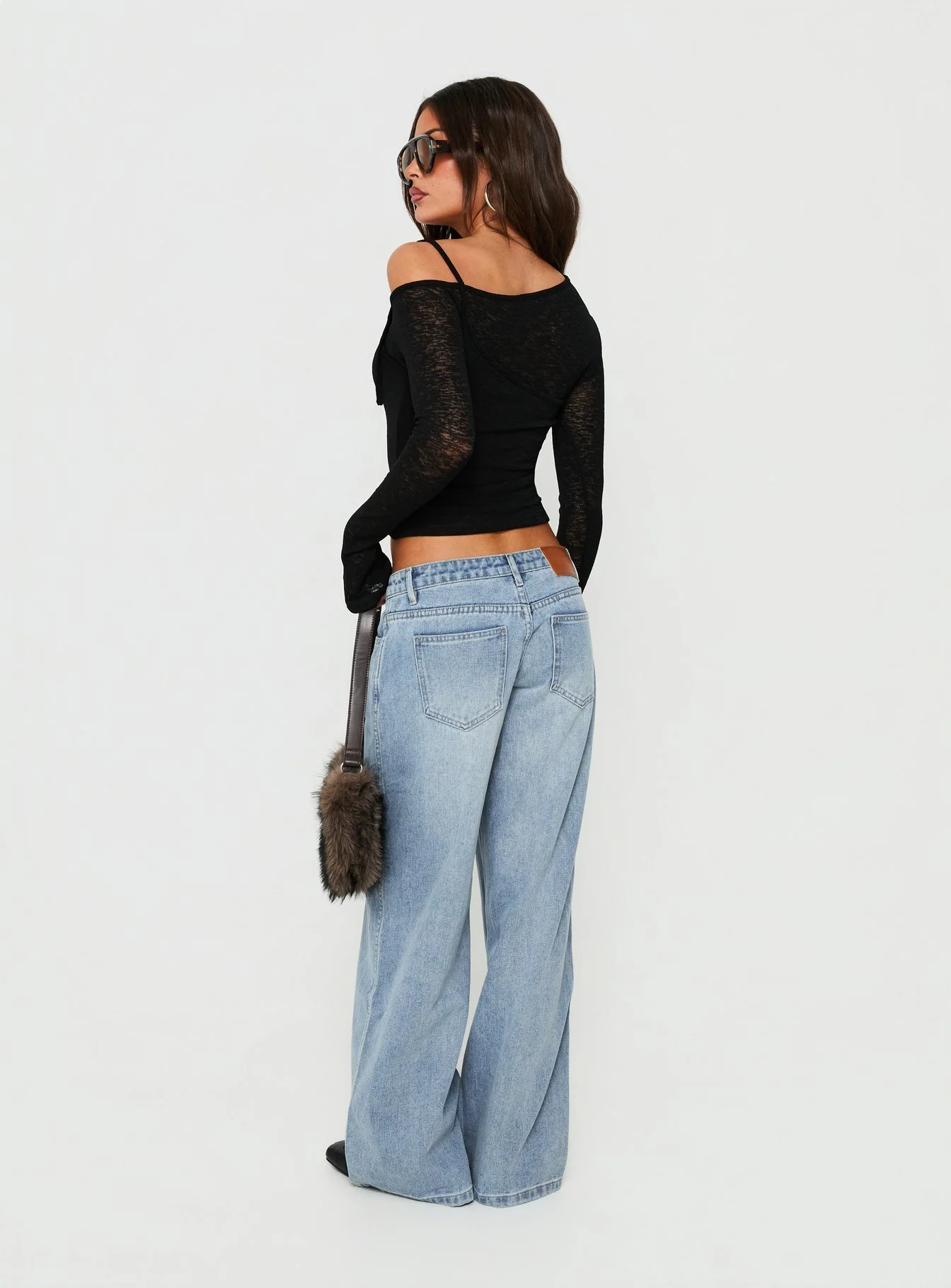 Picco Ultra Low Rise Wide Leg Jeans Light Blue Wash