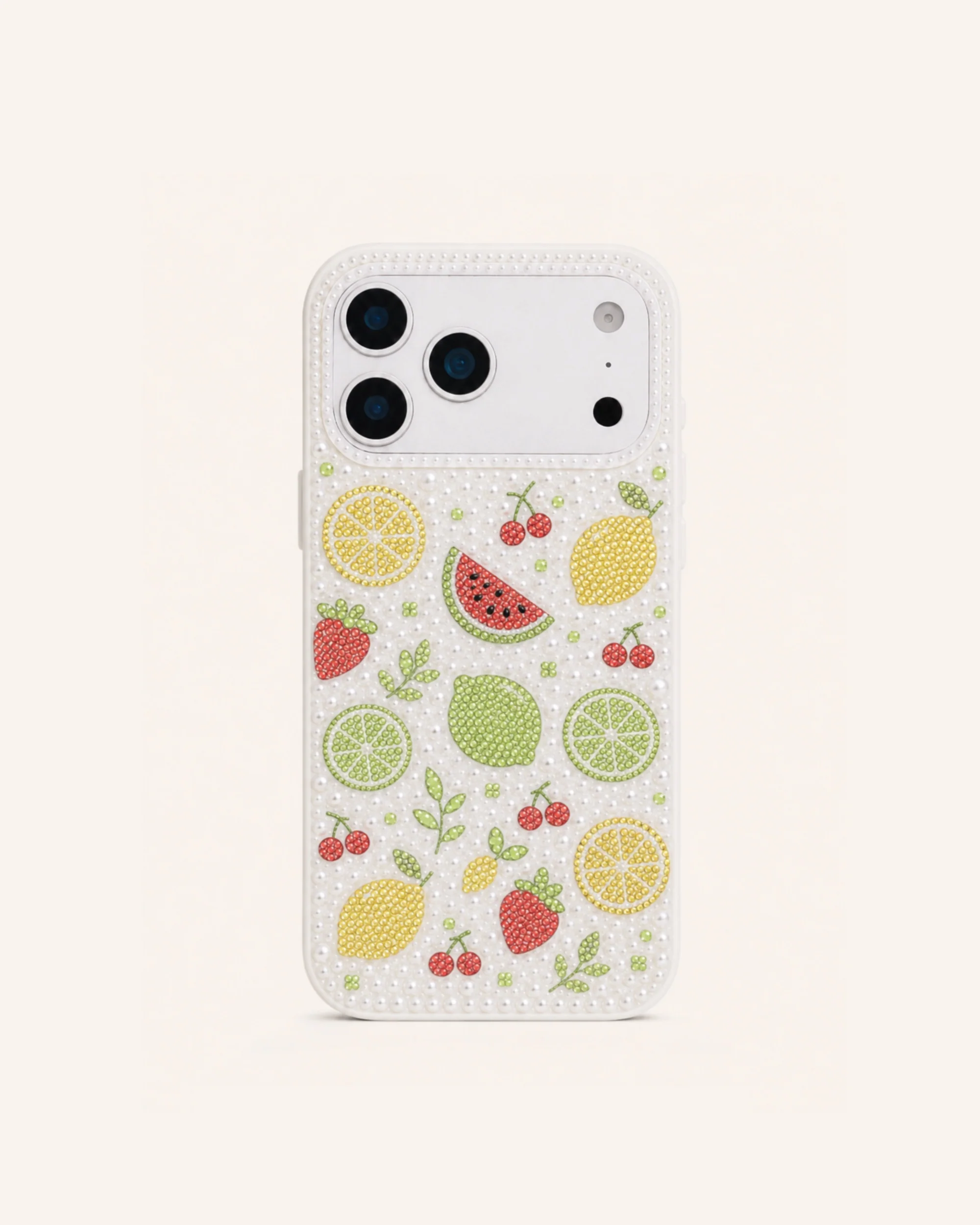 Fruit Medley Faux Pearl Phone Case - White