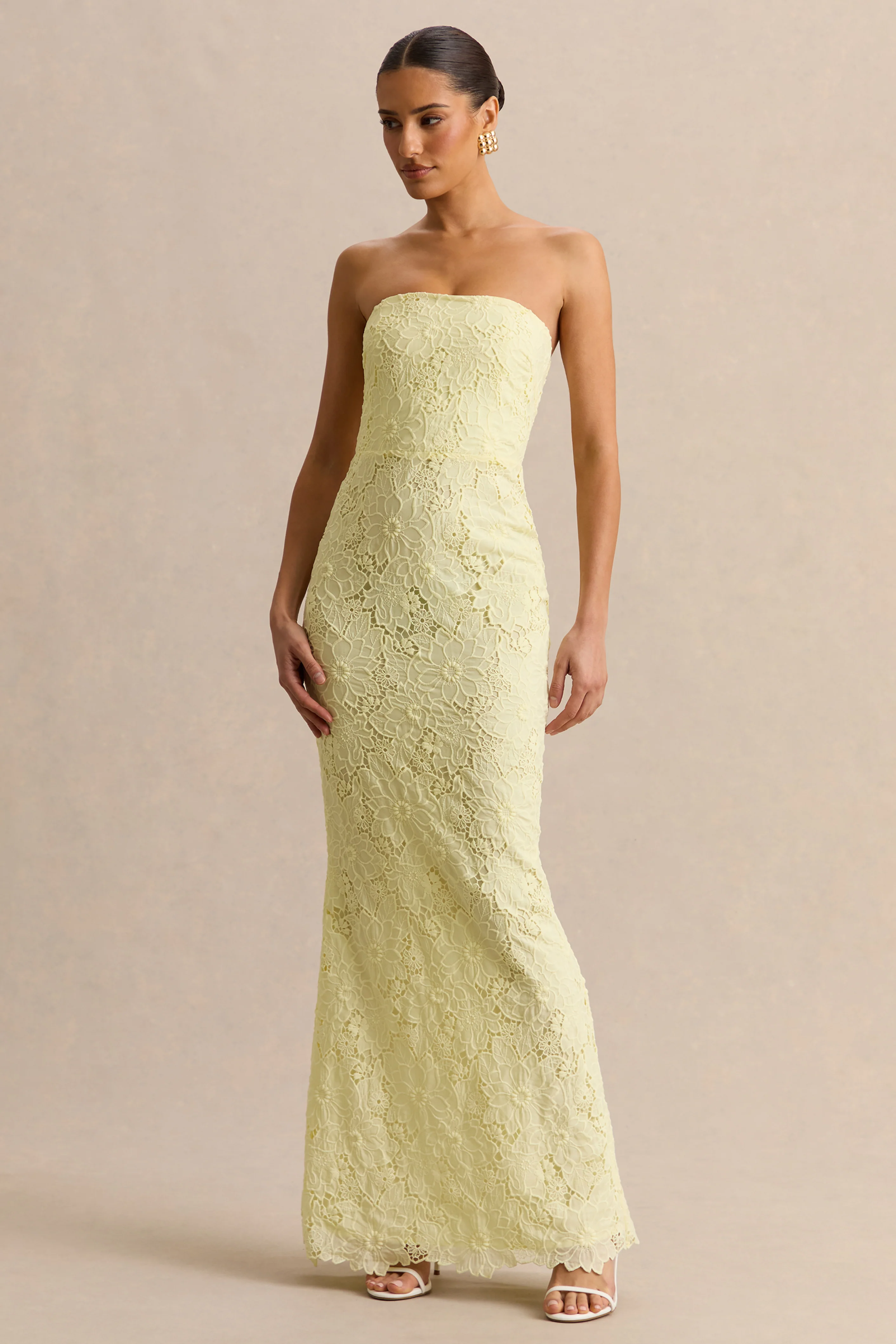Suzie | Lemon Lace Bandeau Maxi Dress