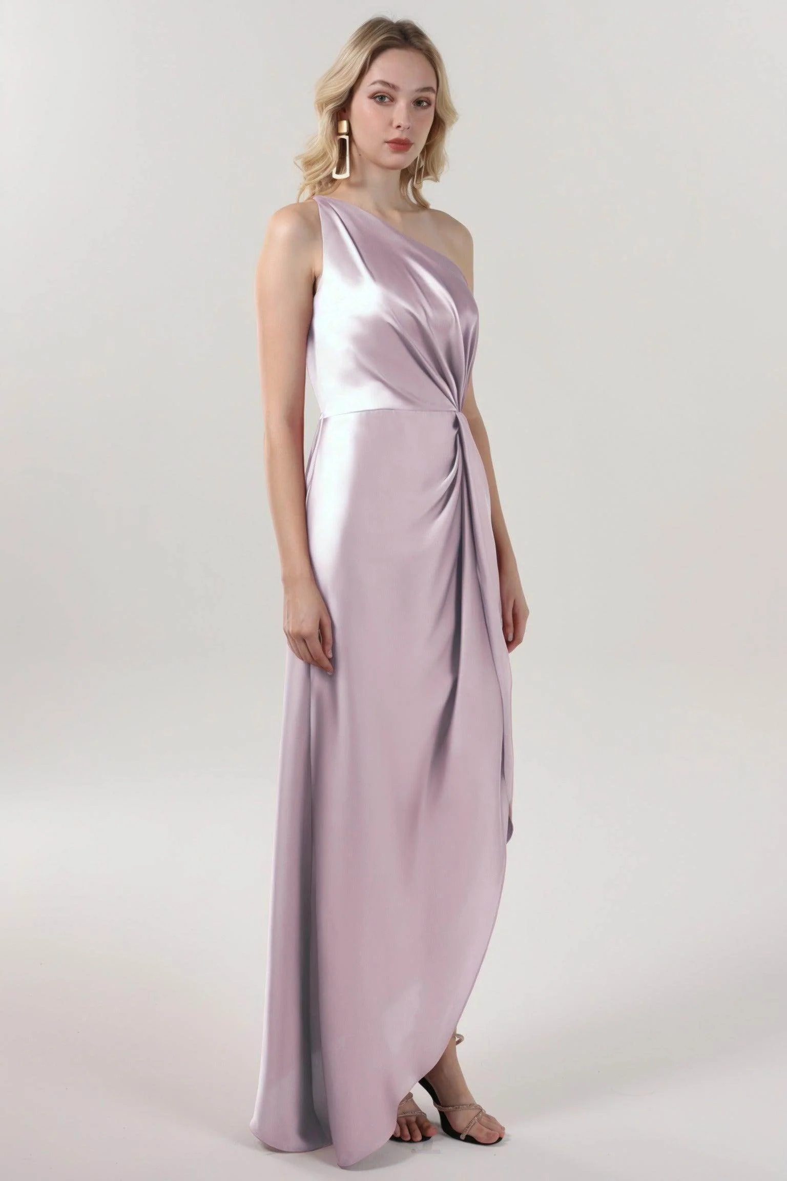 Sheath-Column Midi Luxe Satin Bridesmaid Dress CS0612BM