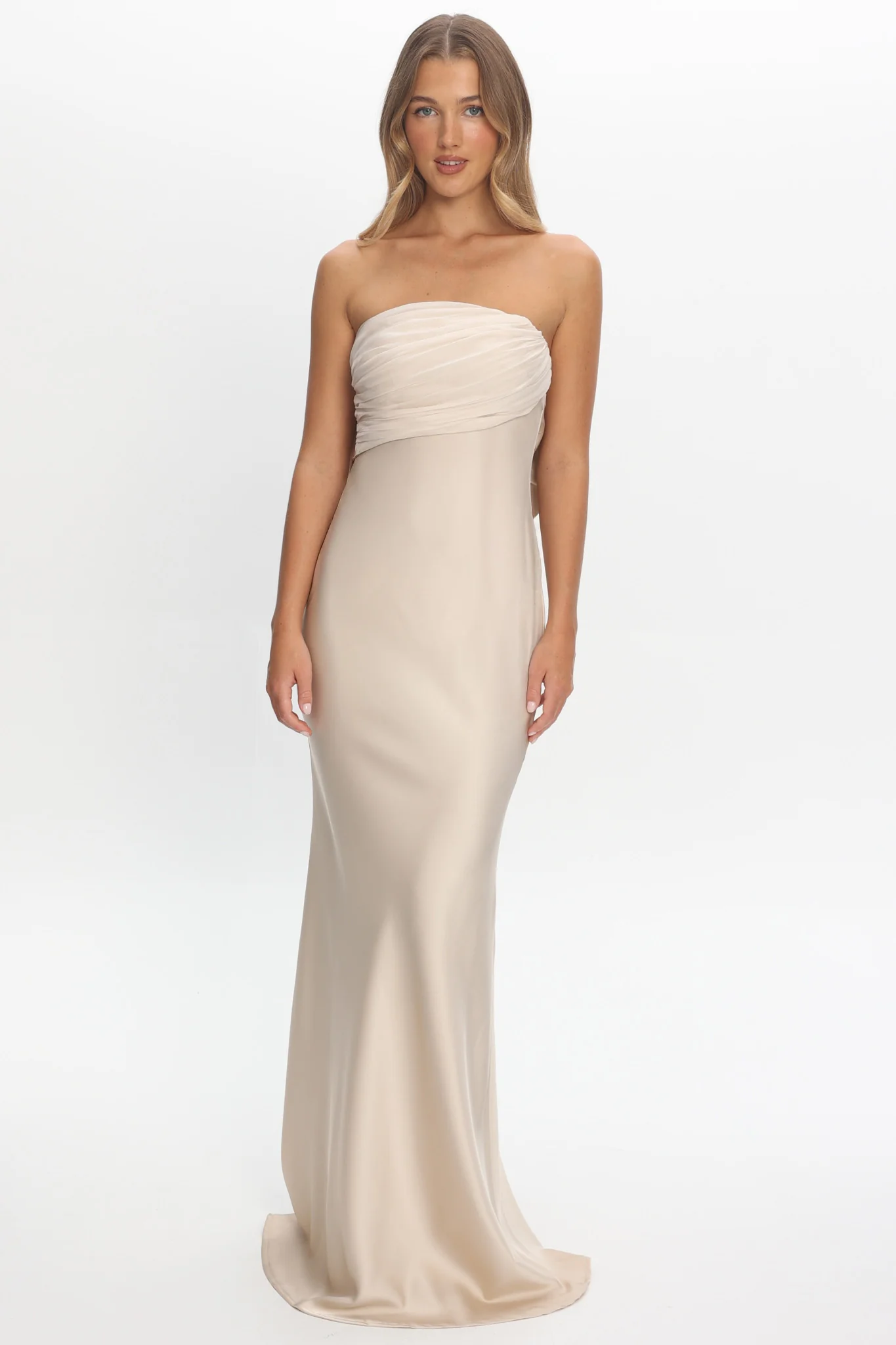 Iyeciz Strapless Maxi Dress Champagne