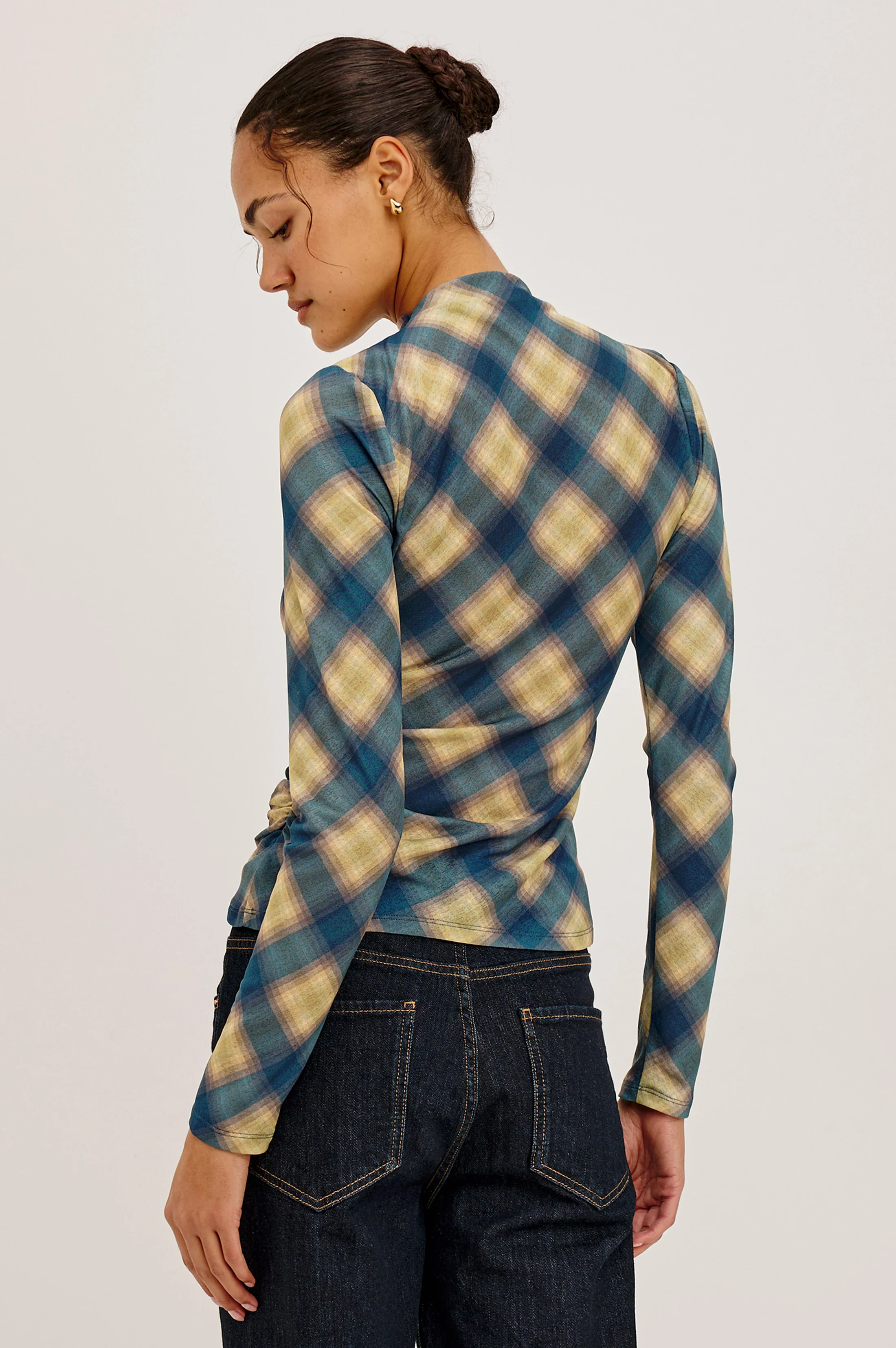 Joelle Top - Navy Sage Plaid