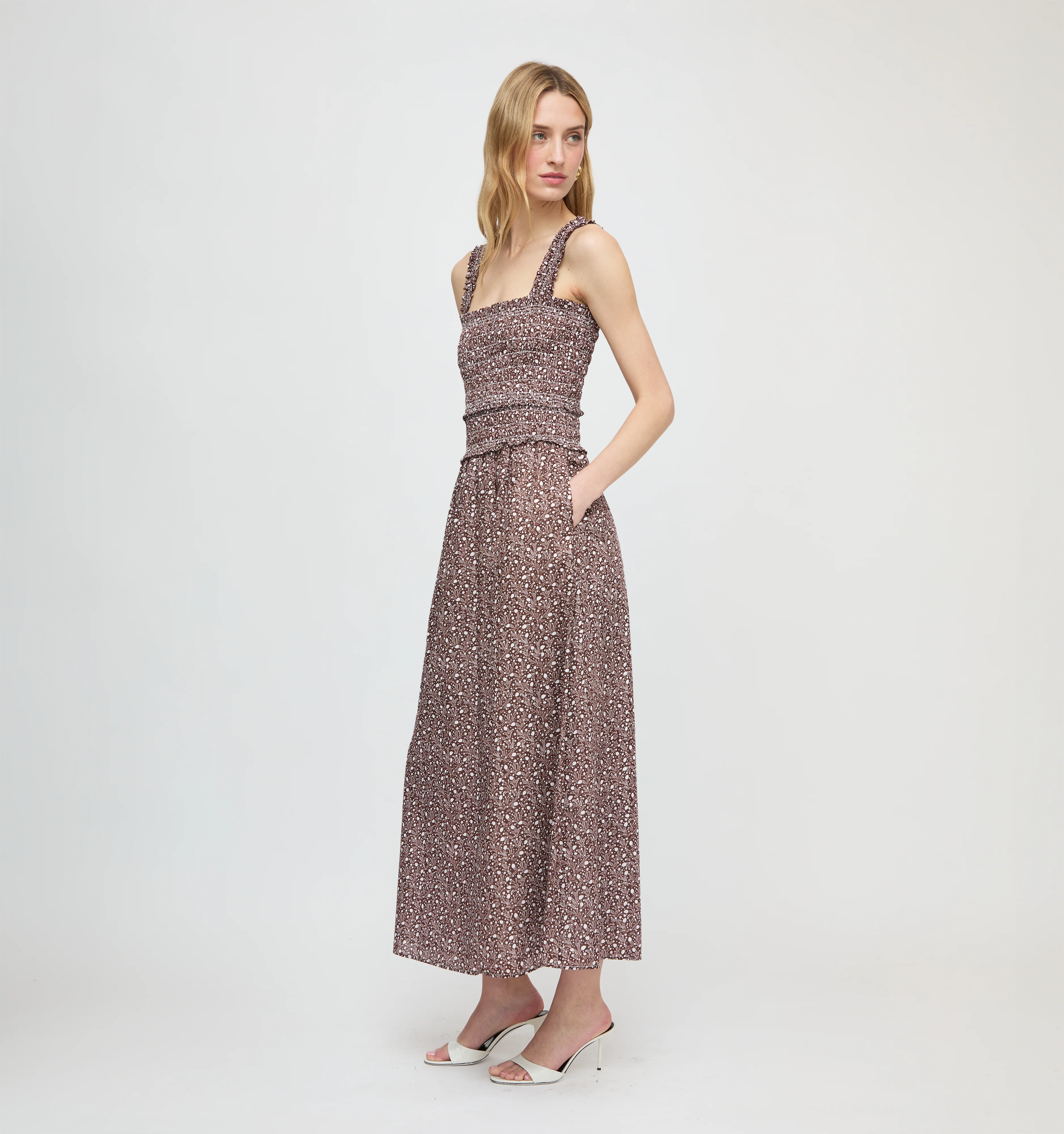 The Azalea Maxi Nap Dress - Chocolate Ditsy Thistle