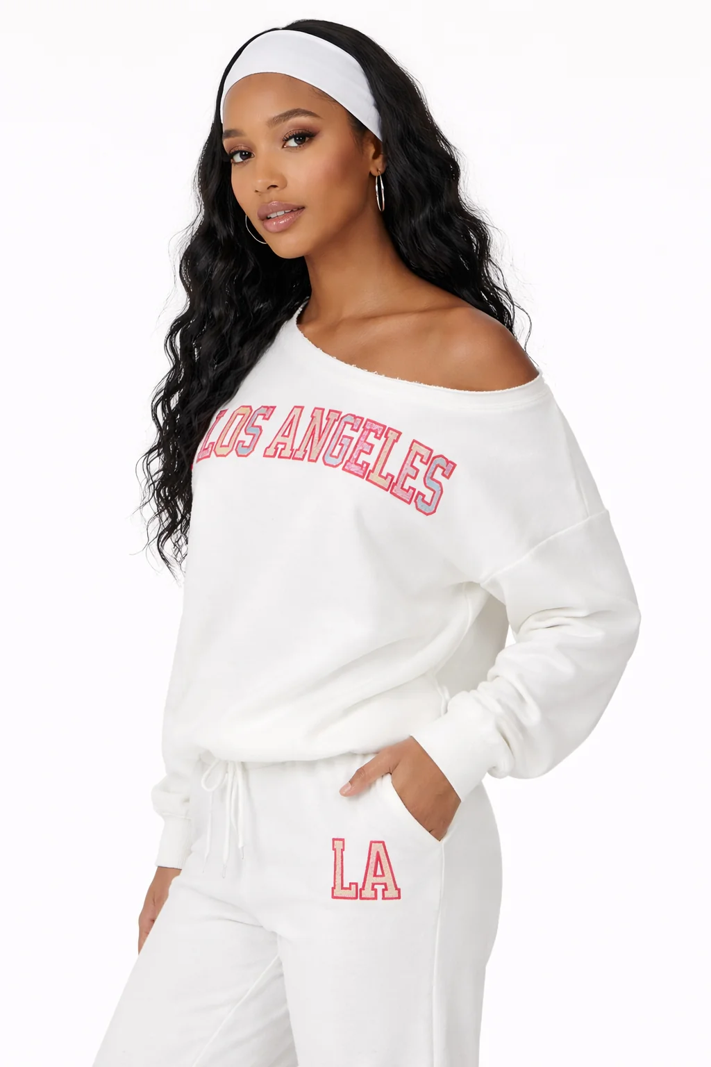 Fleece Off The Shoulder Los Angeles Sweatshirt