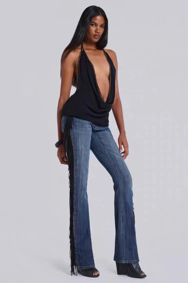 Tatiana Backless Studded Top